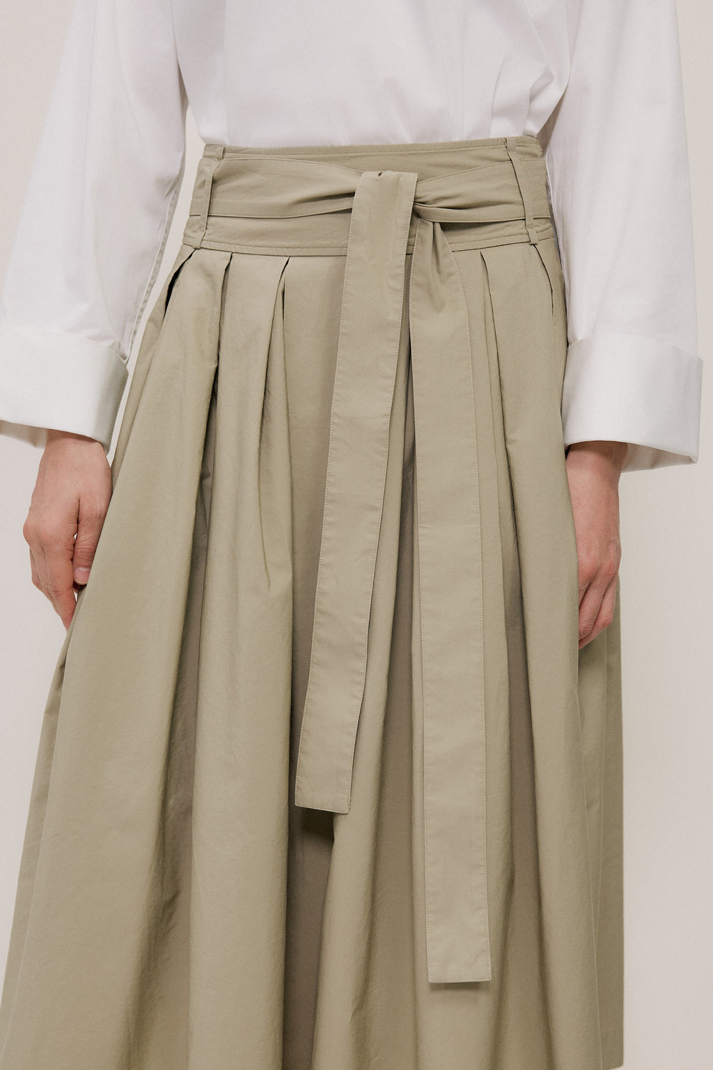 Poplin Pleated Midi Skirt