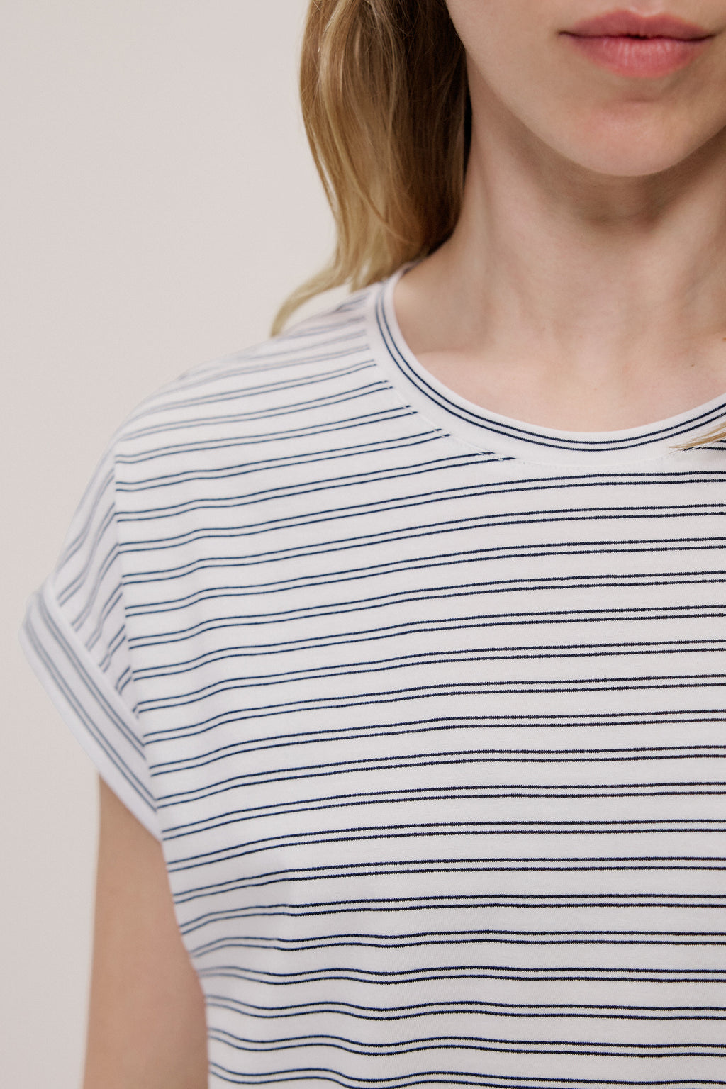 Australian Cotton Stripe Cuff Detail T-Shirt