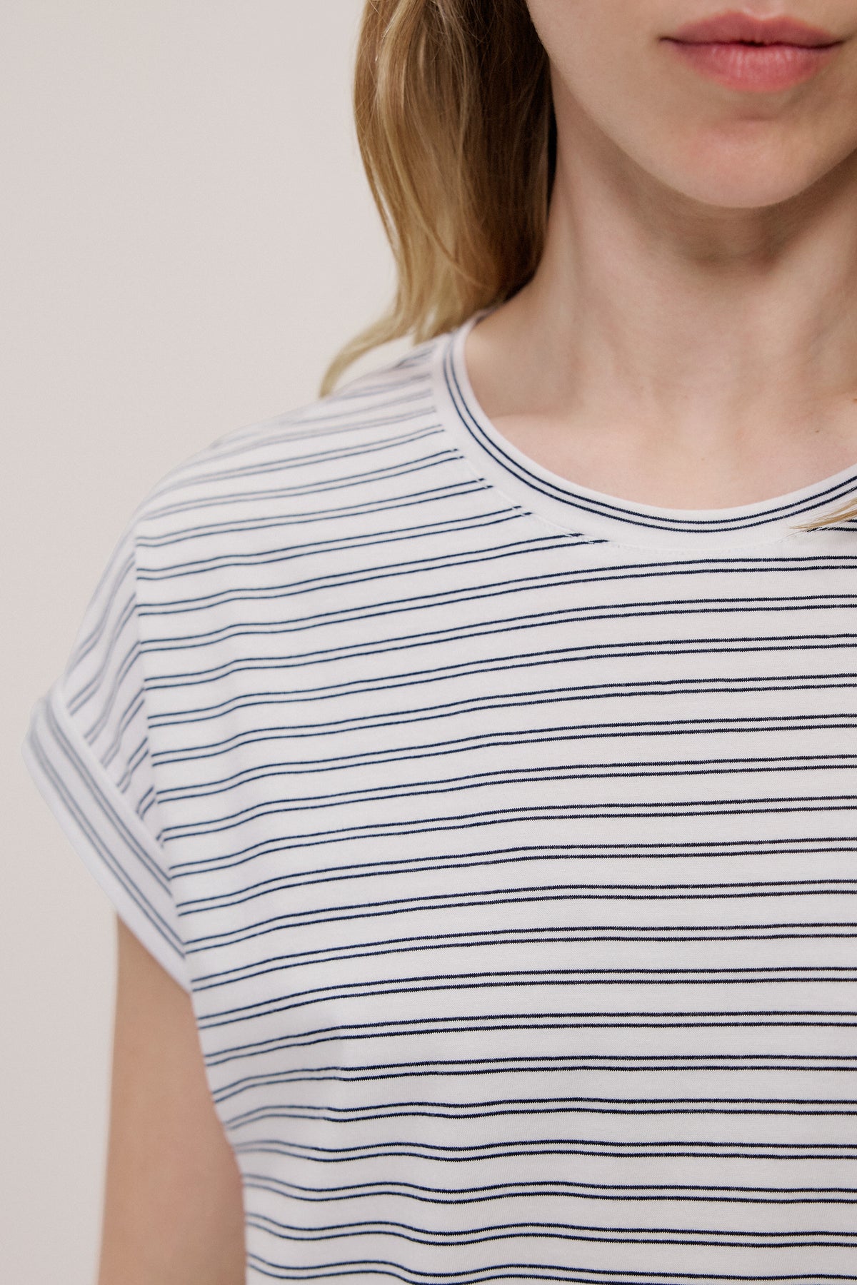 Australian Cotton Stripe Cuff Detail T-Shirt