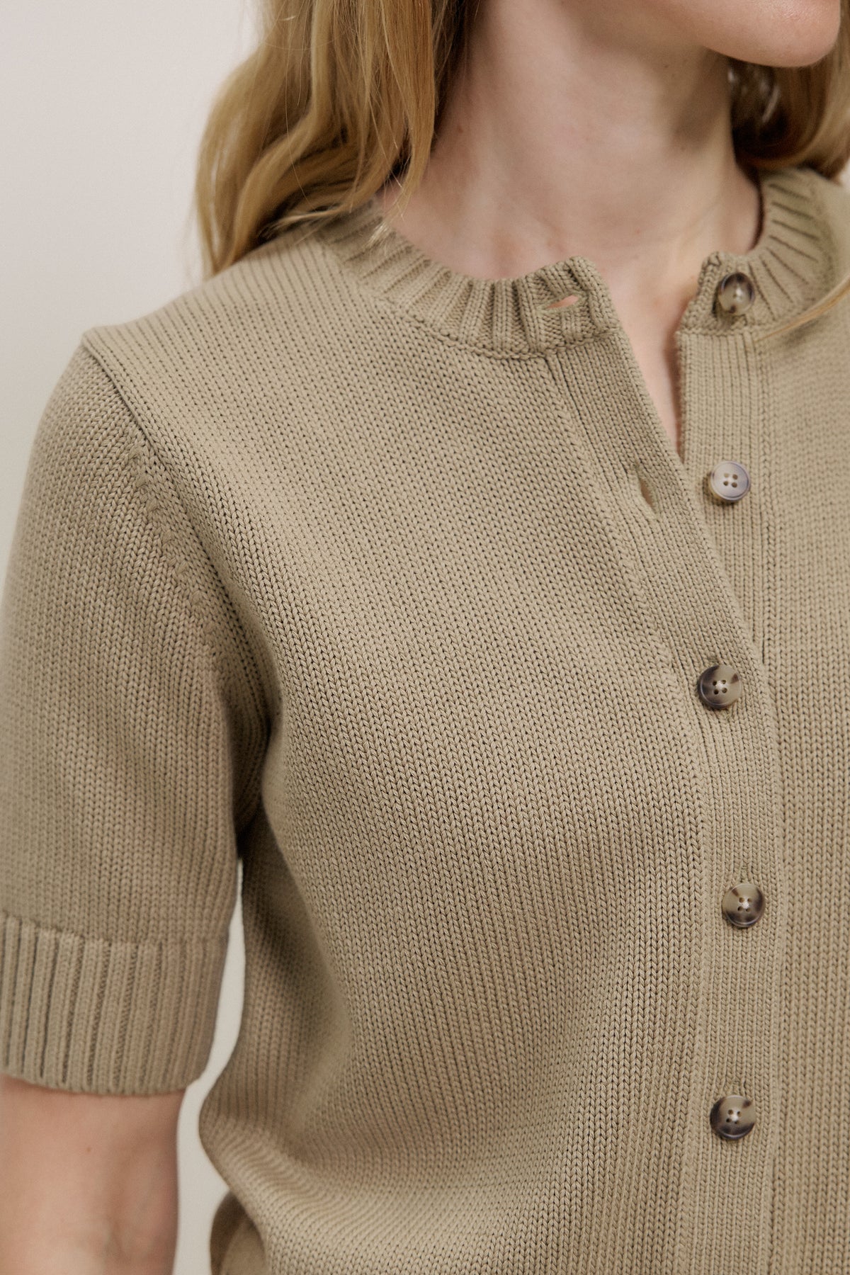 Cotton Knit Short Sleeve Cardigan