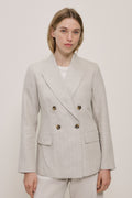 Linen Stripe Double Breasted Blazer
