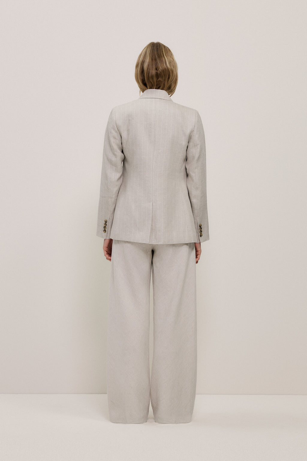 Linen Stripe Double Breasted Blazer