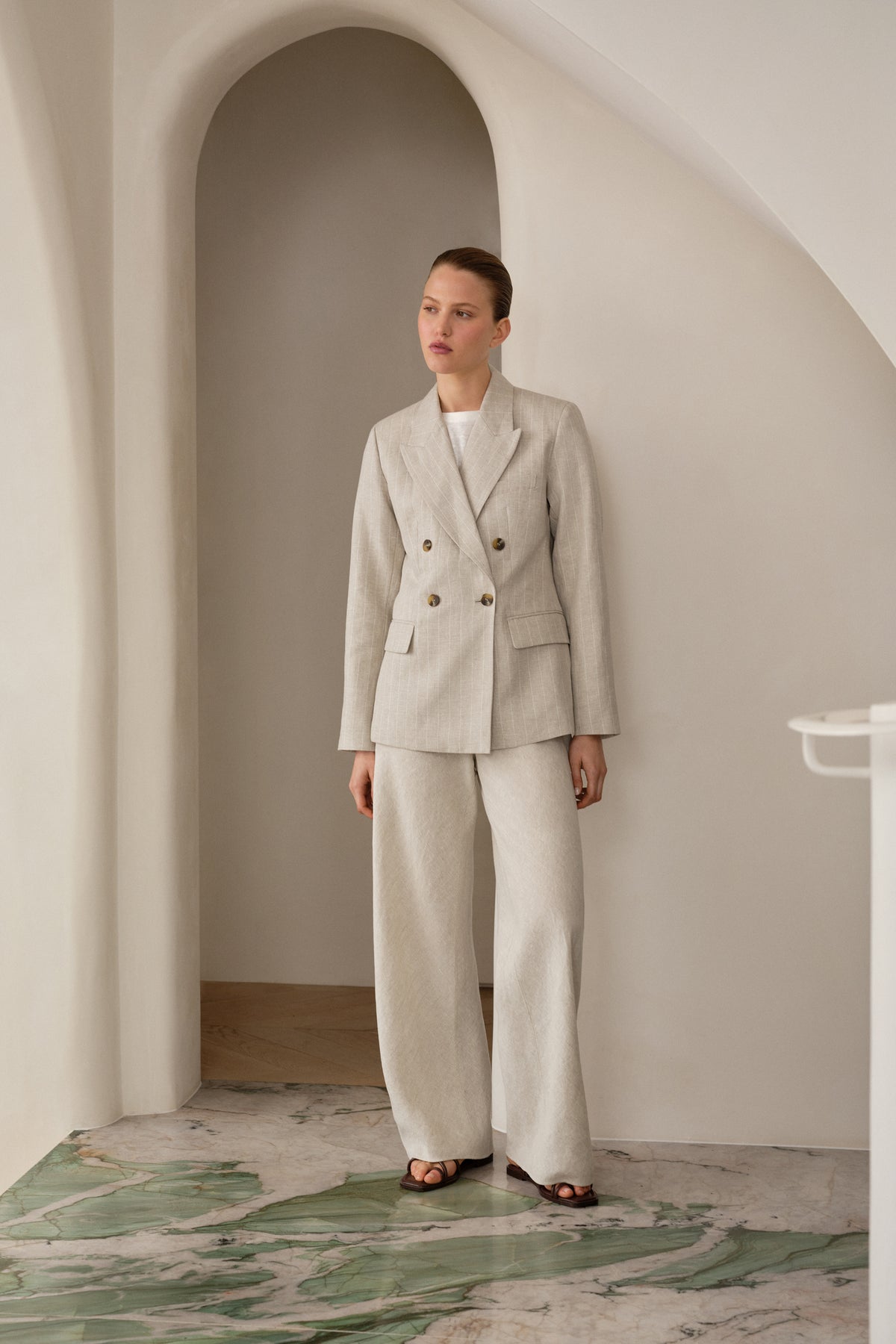 Yarn Dyed Linen Bias Pant
