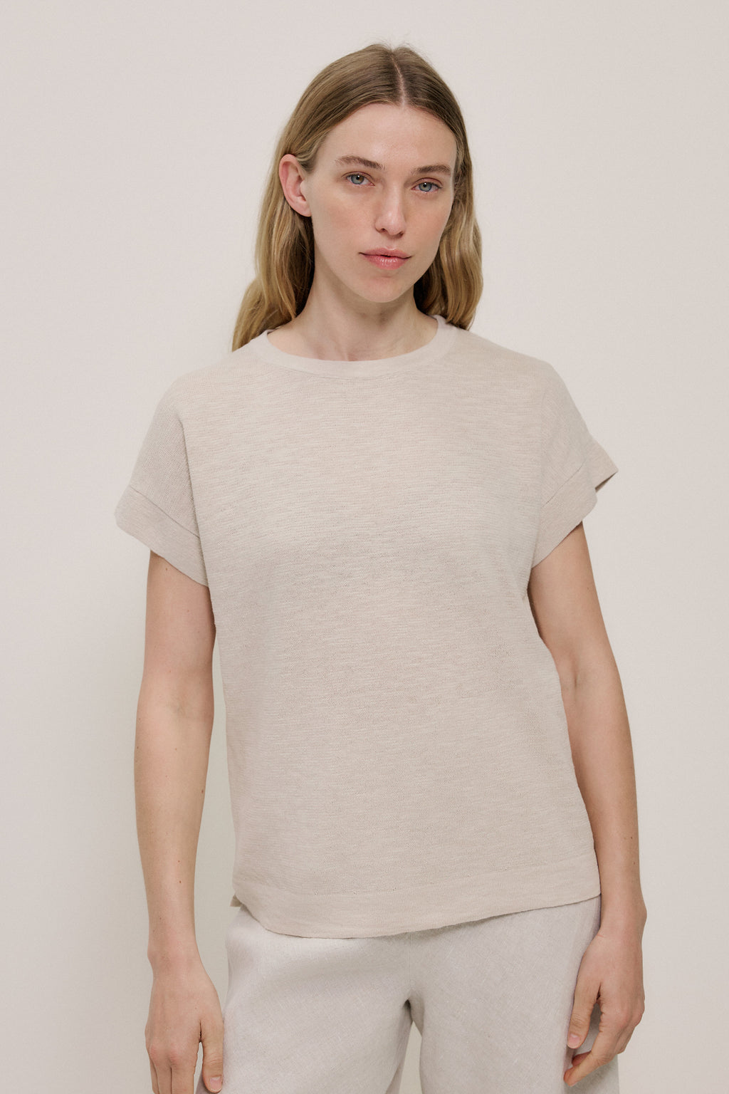 Linen Cotton Relaxed Knit T-Shirt