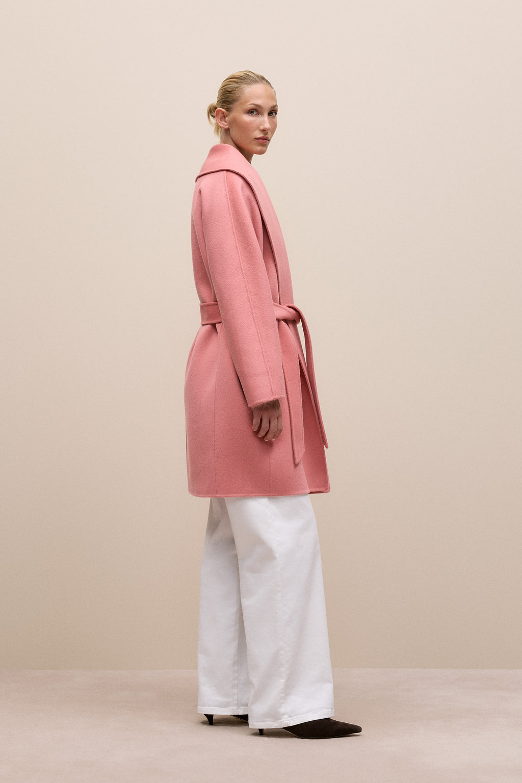 Brushed Wool Wrap Coat
