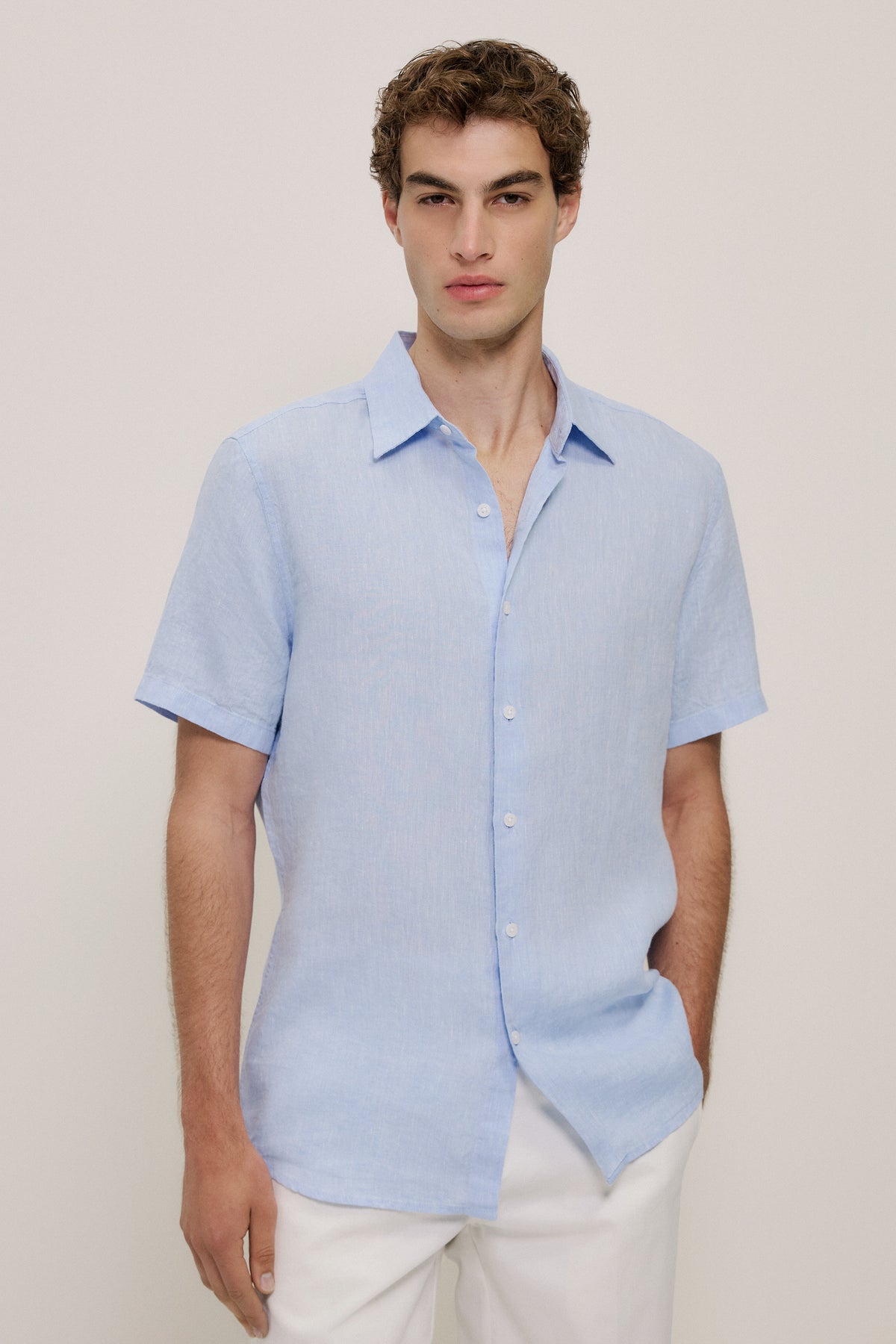 Regular Fit Delave Linen Short Sleeve Shirt