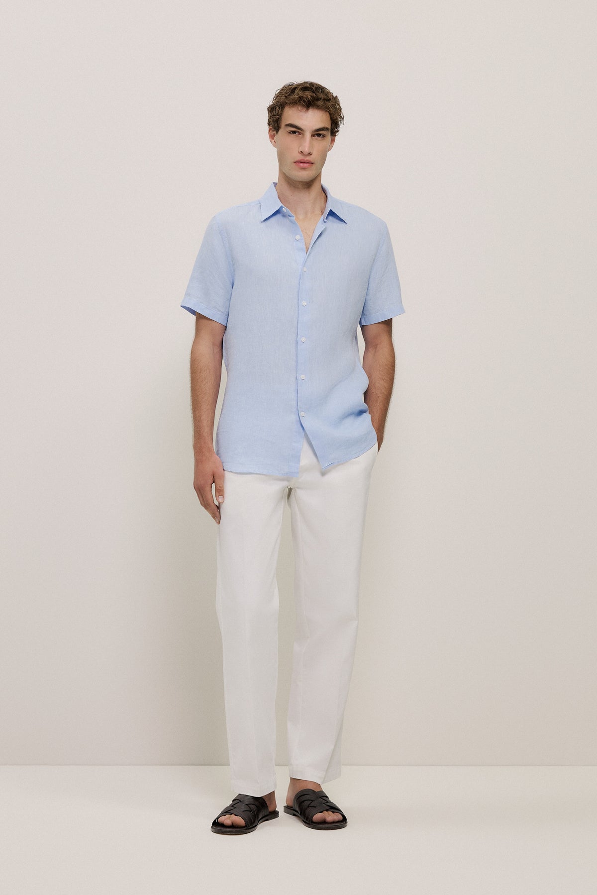 Regular Fit Delave Linen Short Sleeve Shirt
