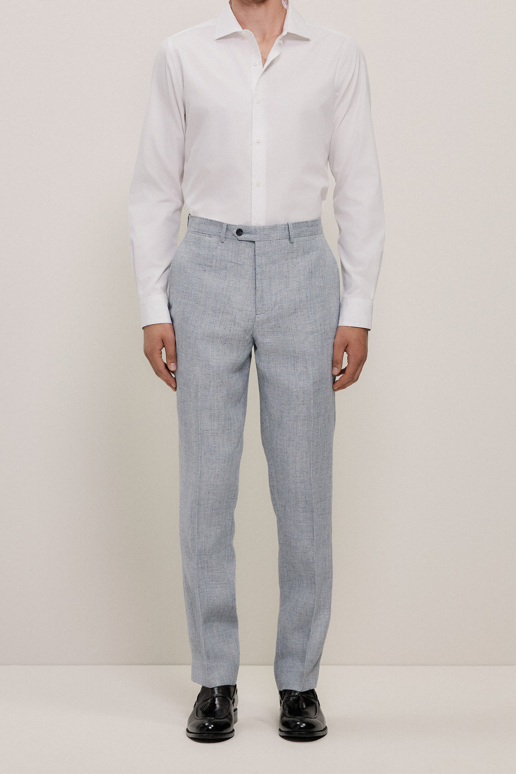 Textured Linen Straight Leg Trouser