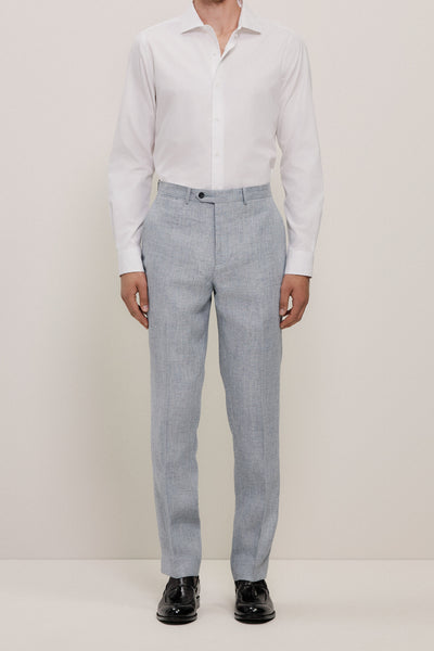 Textured Linen Straight Leg Trouser