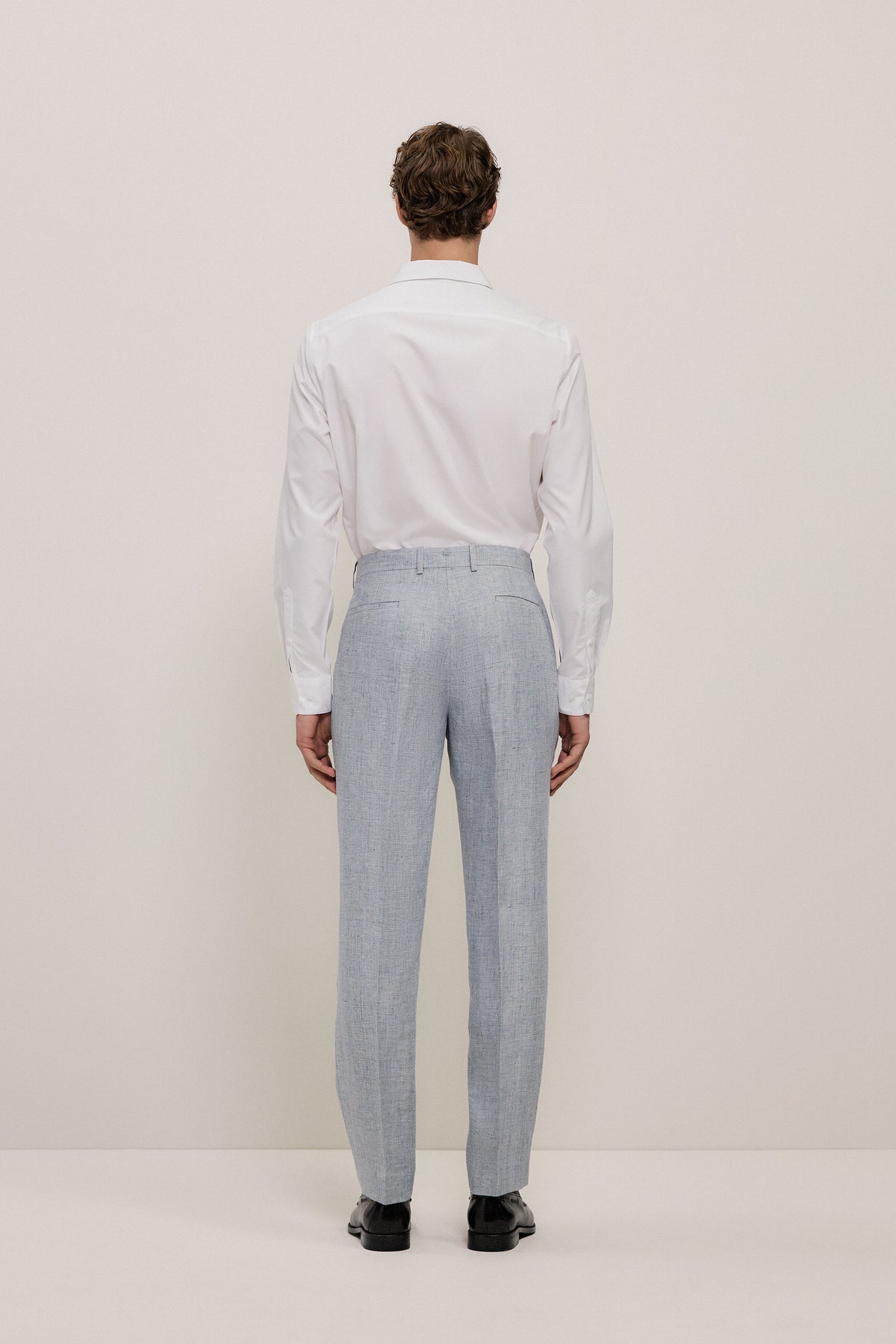 Textured Linen Straight Leg Trouser