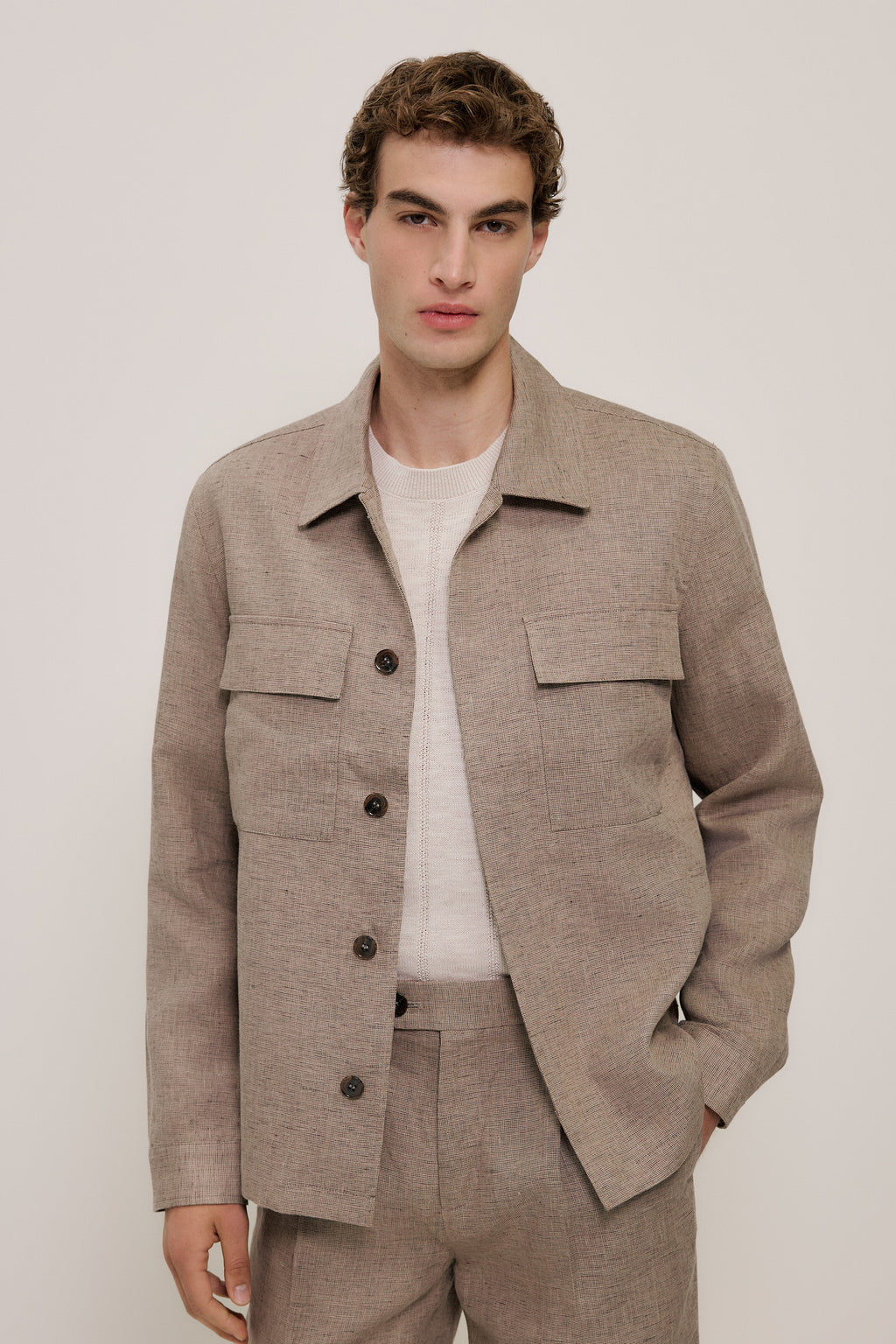 Yarn Dyed Linen Twin Pocket Jacket