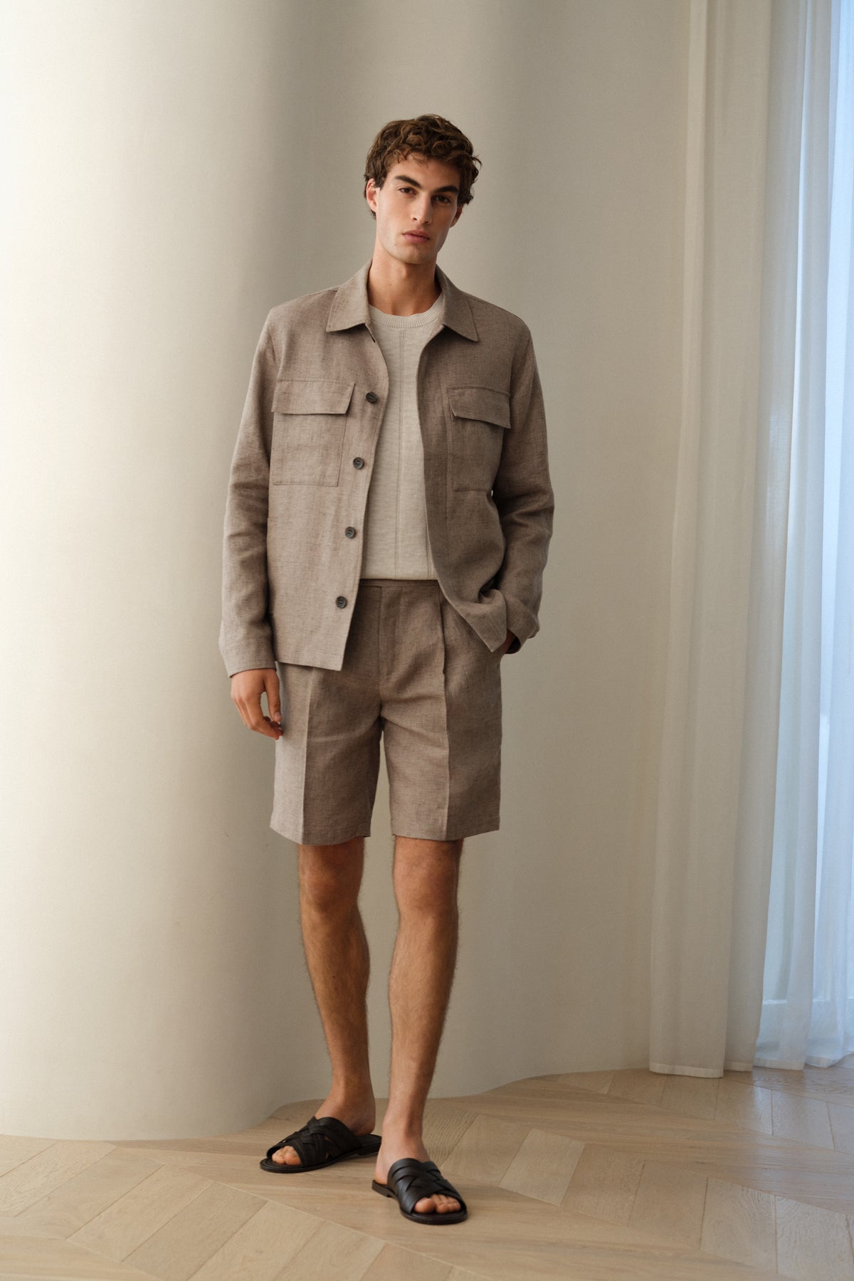 Yarn Dyed Linen Twin Pocket Jacket