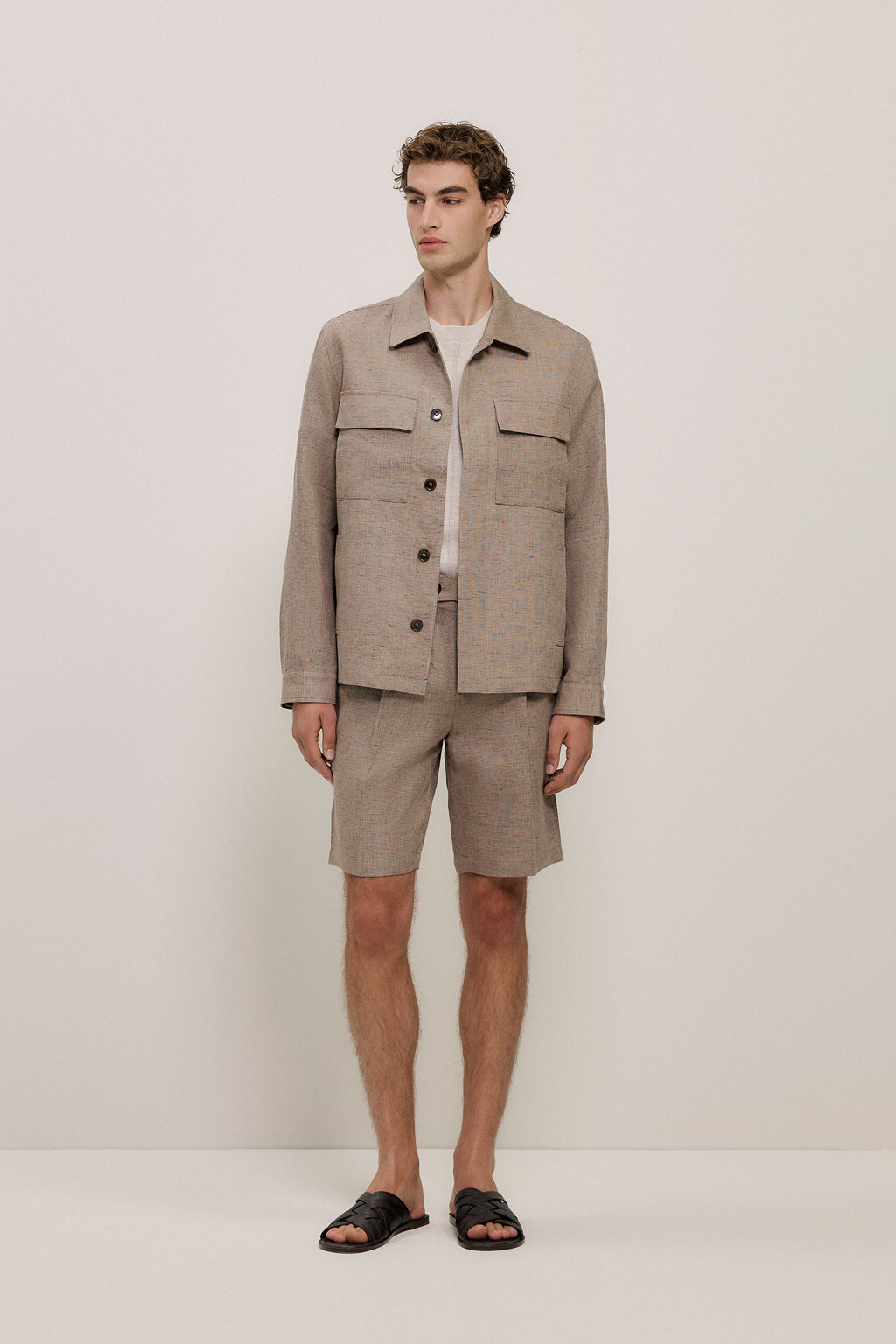 Yarn Dyed Linen Twin Pocket Jacket