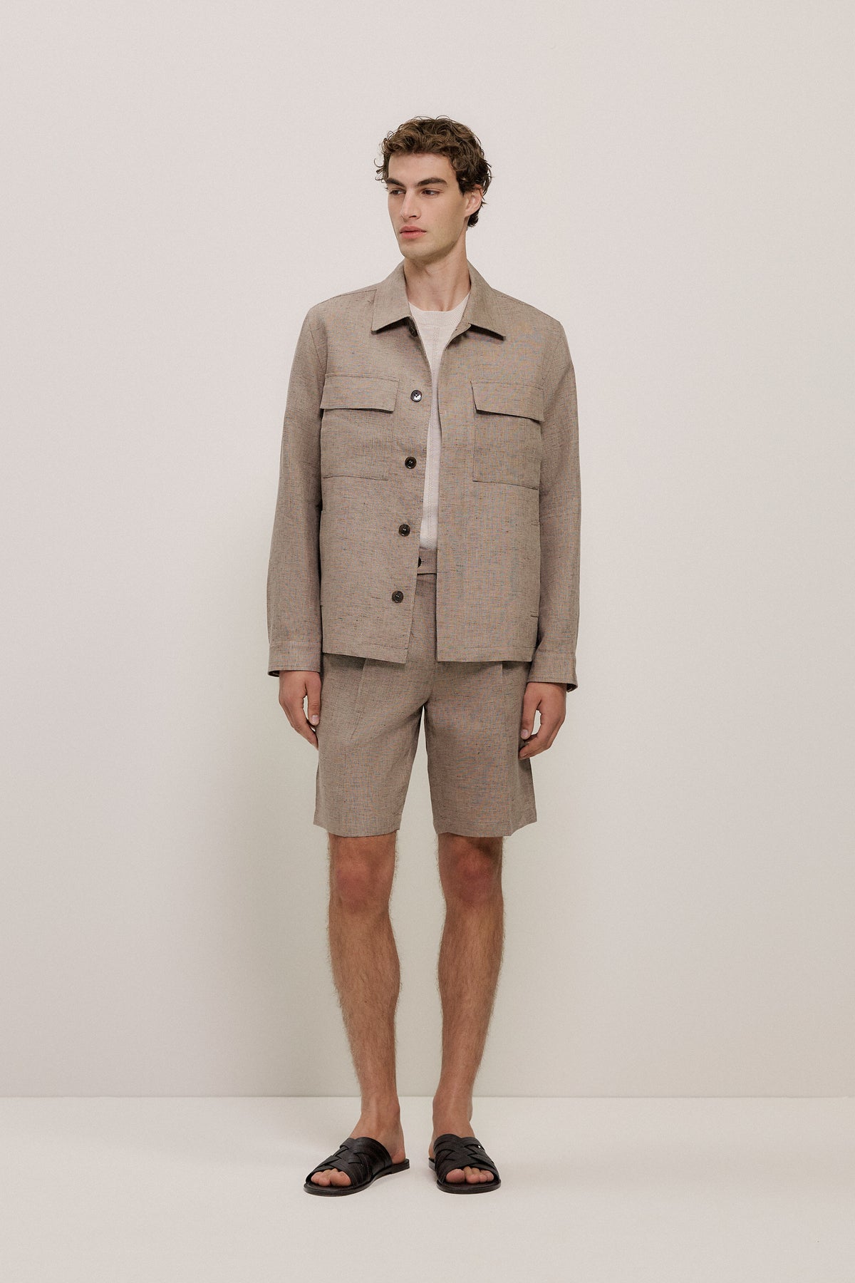 Yarn Dyed Linen Twin Pocket Jacket