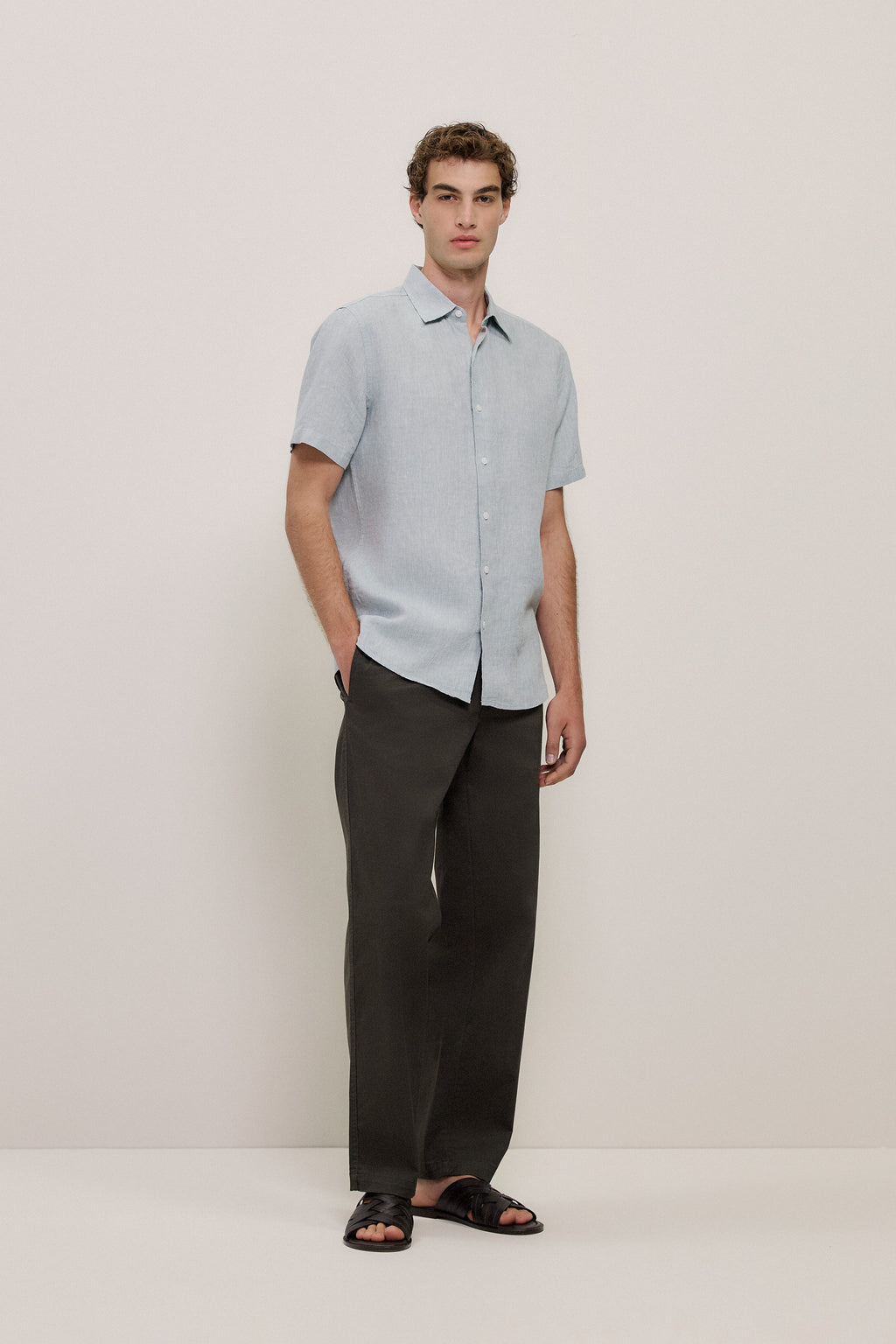 Yarn Dyed Linen Short Sleeve Shirt