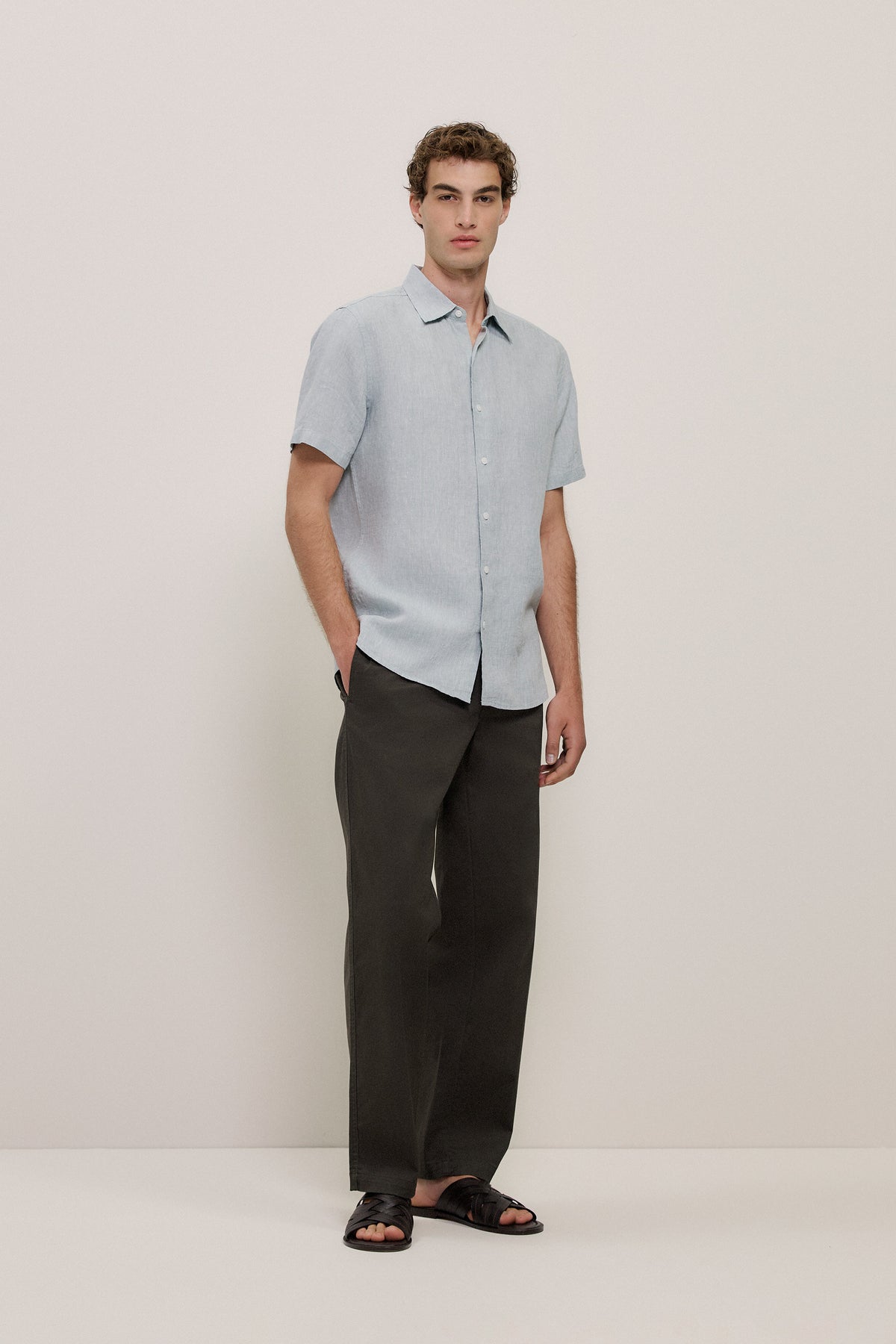 Yarn Dyed Linen Short Sleeve Shirt
