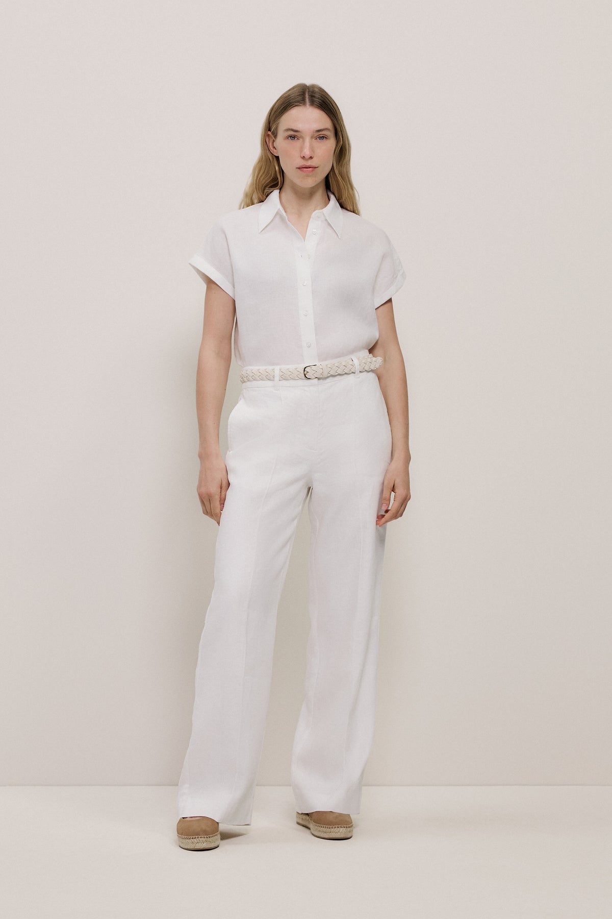 Linen Cap Sleeve Shirt