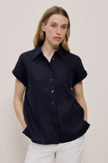 Linen Cap Sleeve Shirt