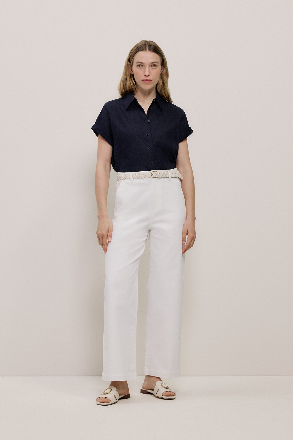 Linen Cap Sleeve Shirt