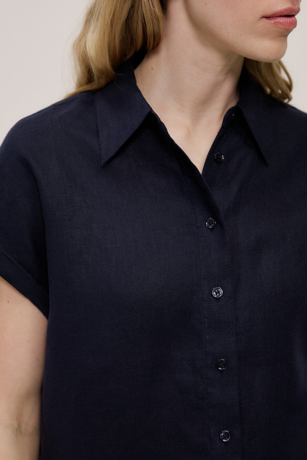 Linen Cap Sleeve Shirt