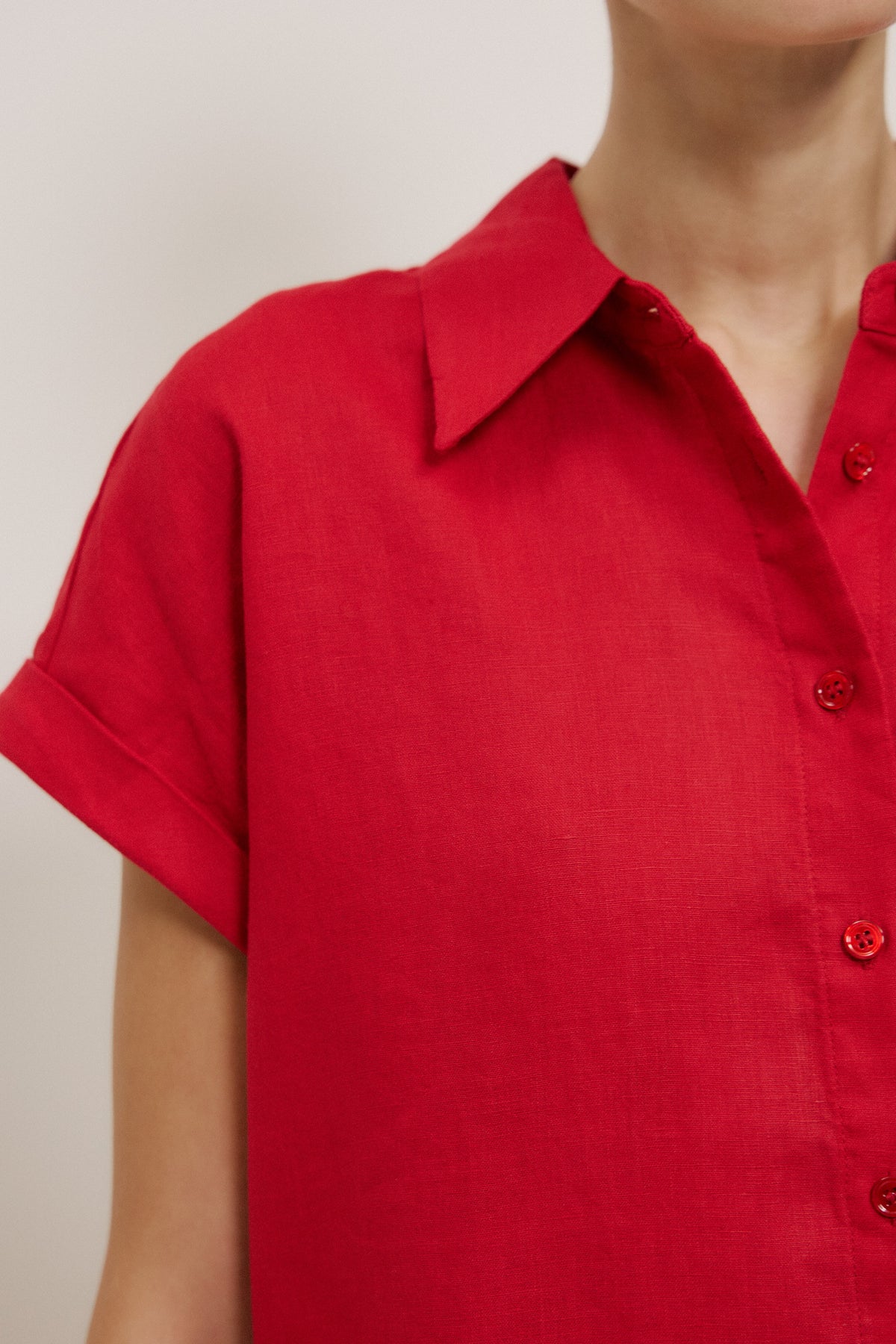 Linen Cap Sleeve Shirt