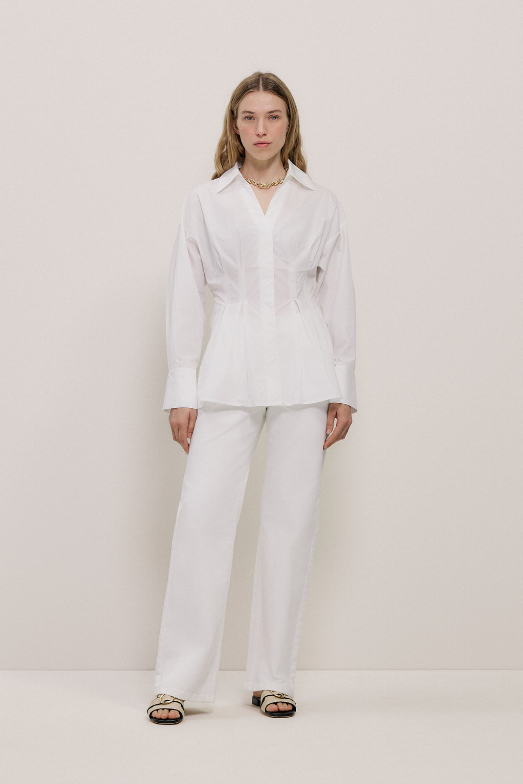 Poplin Cinched Waist Shirt
