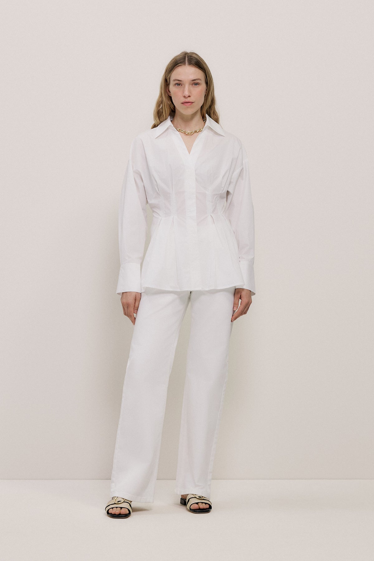 Poplin Cinched Waist Shirt