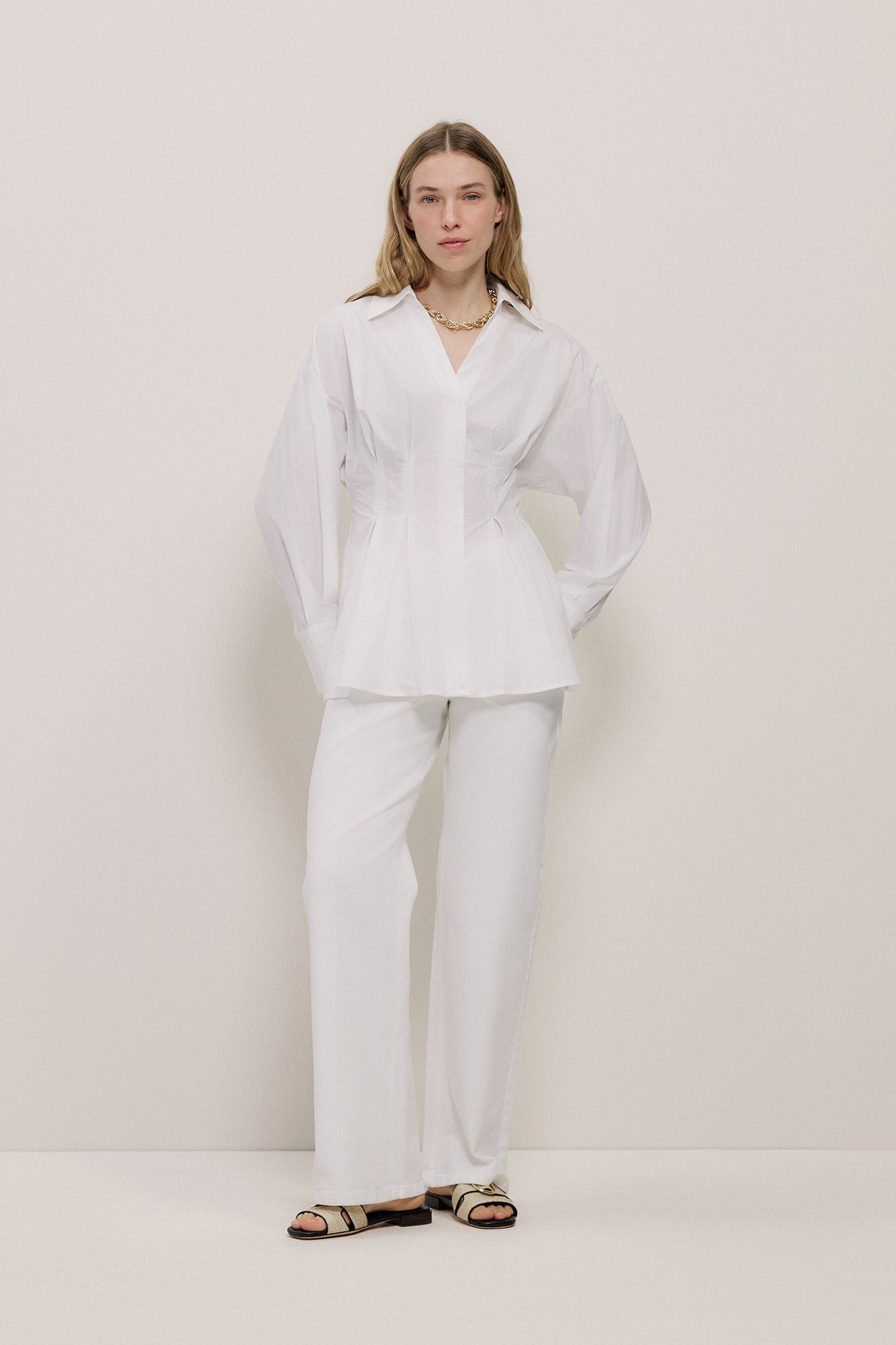 Poplin Cinched Waist Shirt