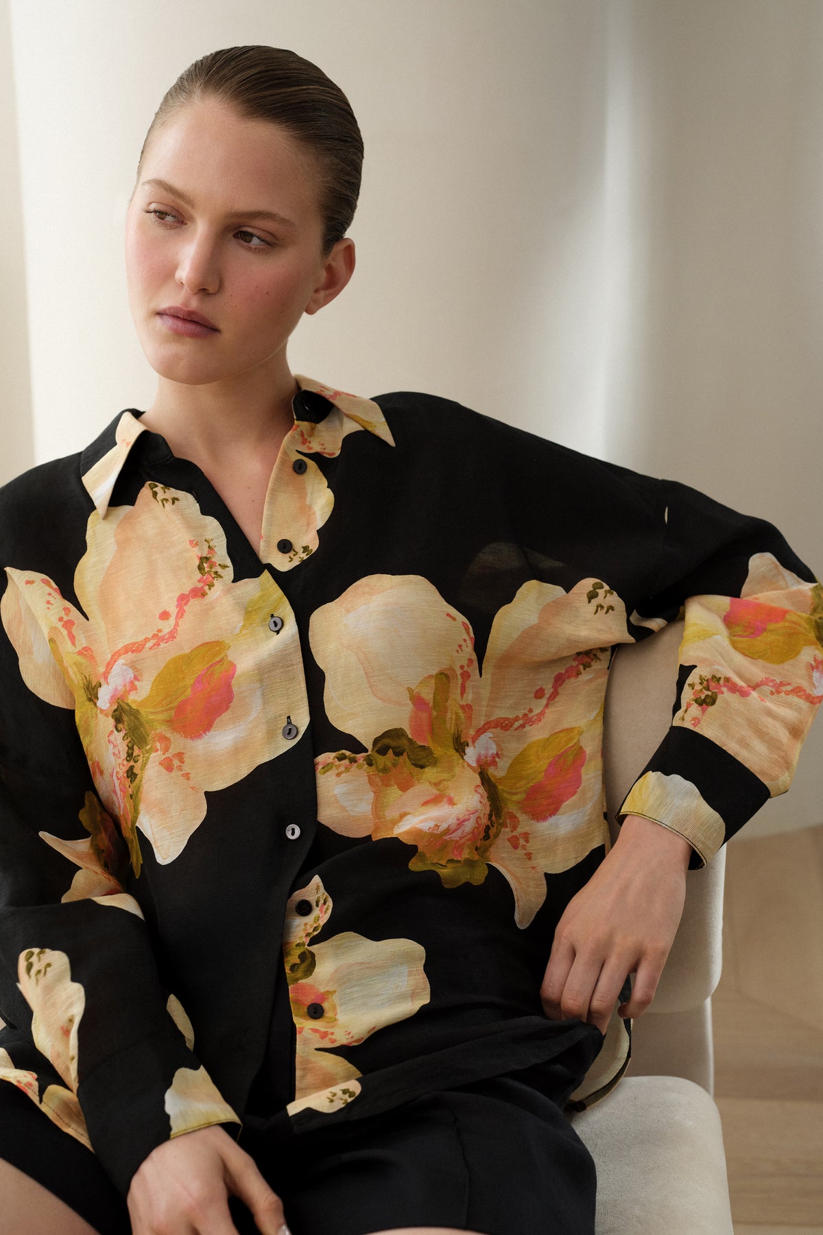 Caelia Linen Silk Relaxed Shirt
