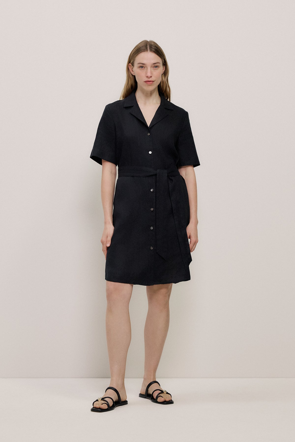 Linen Belted Shirt Dress