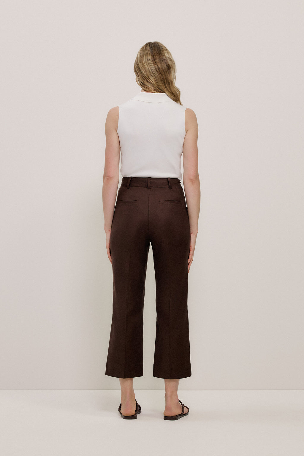 Stretch Linen Blend Cropped Pant