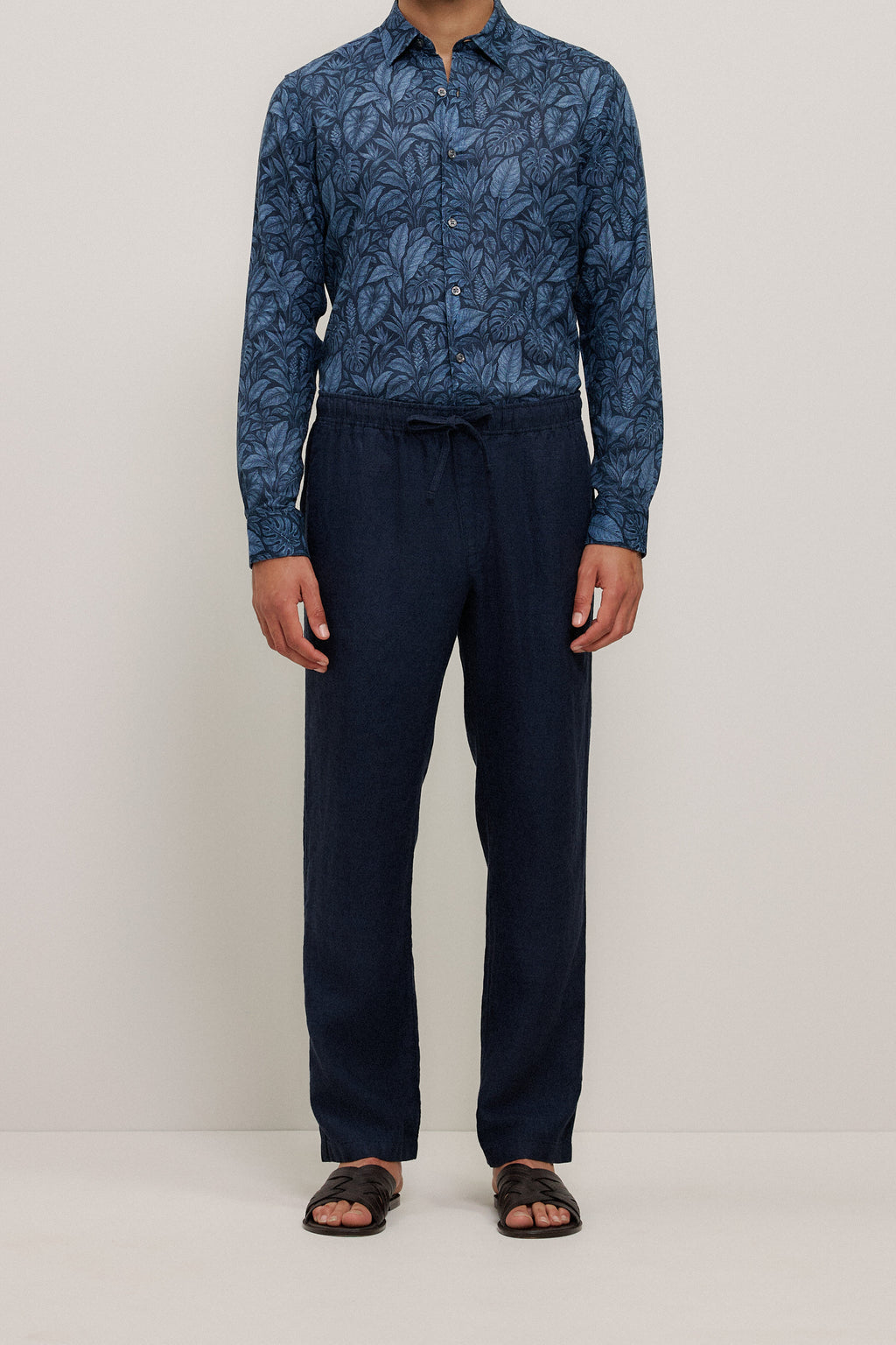 Yarn Dyed Linen Relaxed Drawcord Pant