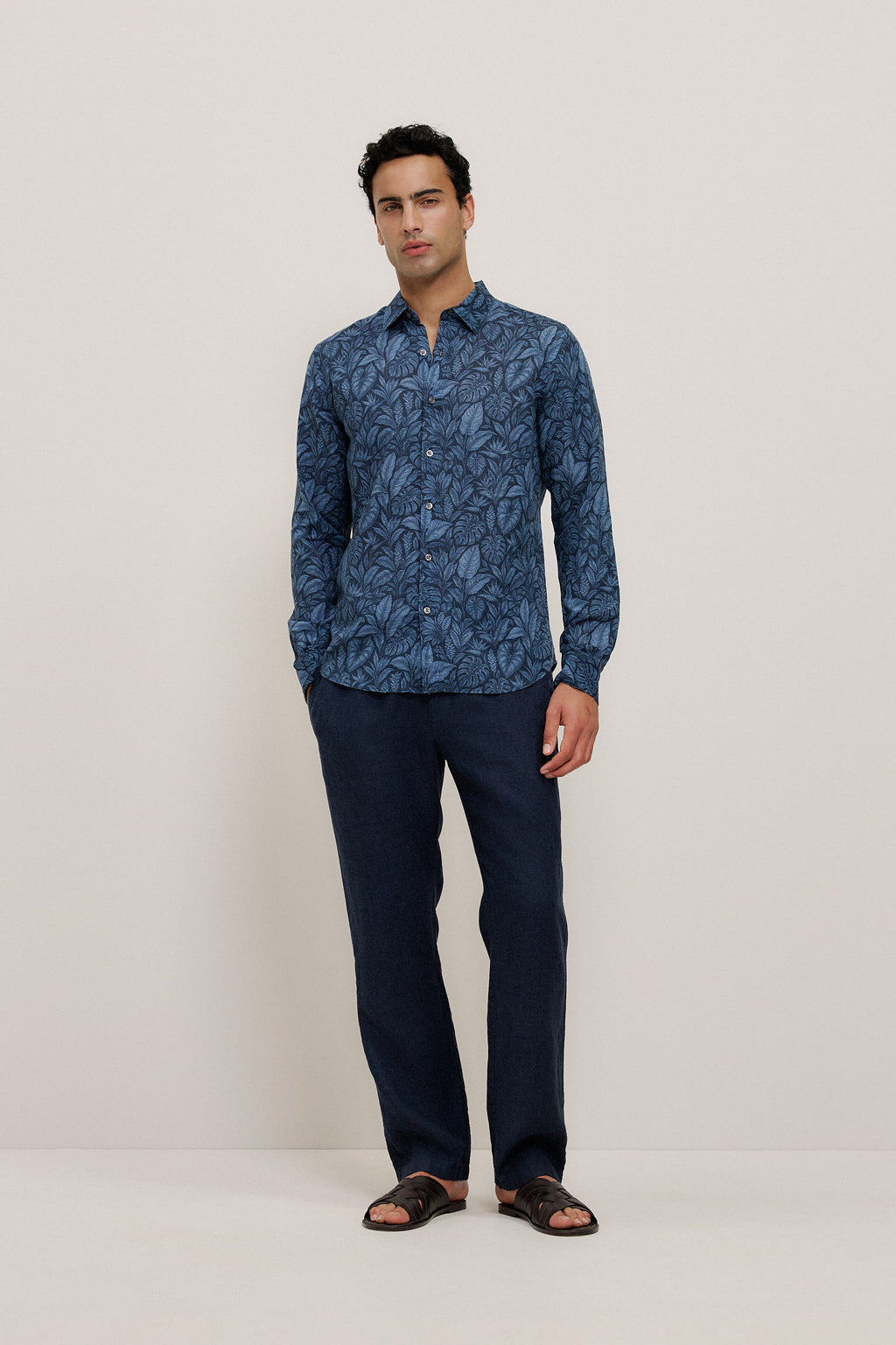 Yarn Dyed Linen Relaxed Drawcord Pant