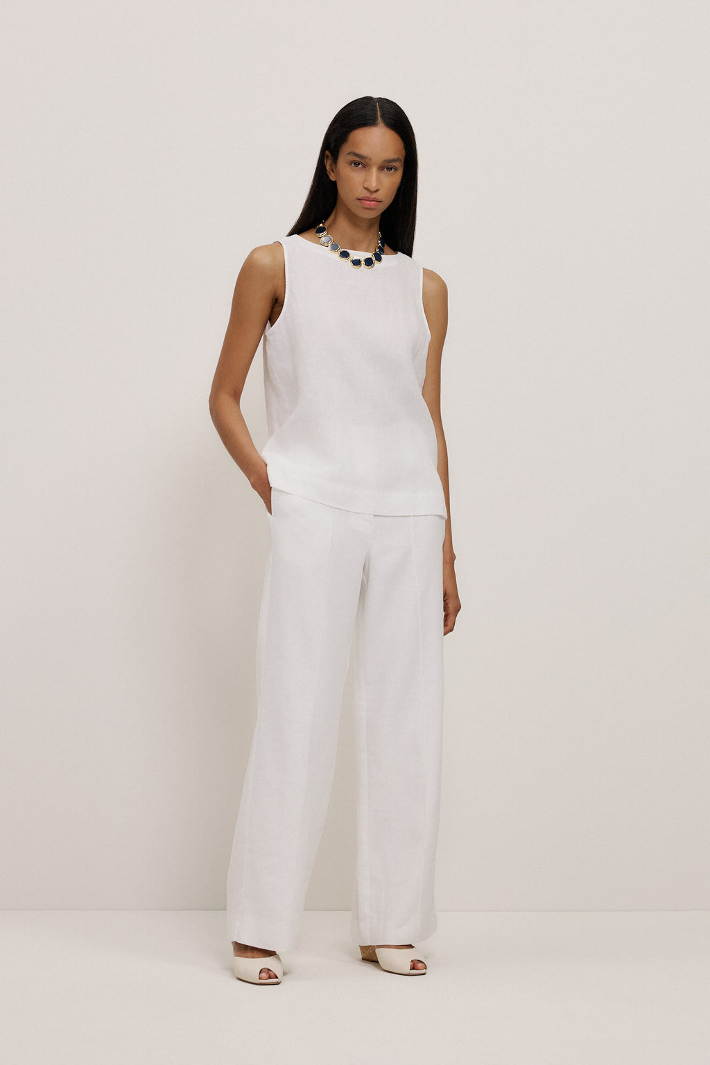 Linen Boatneck Tank