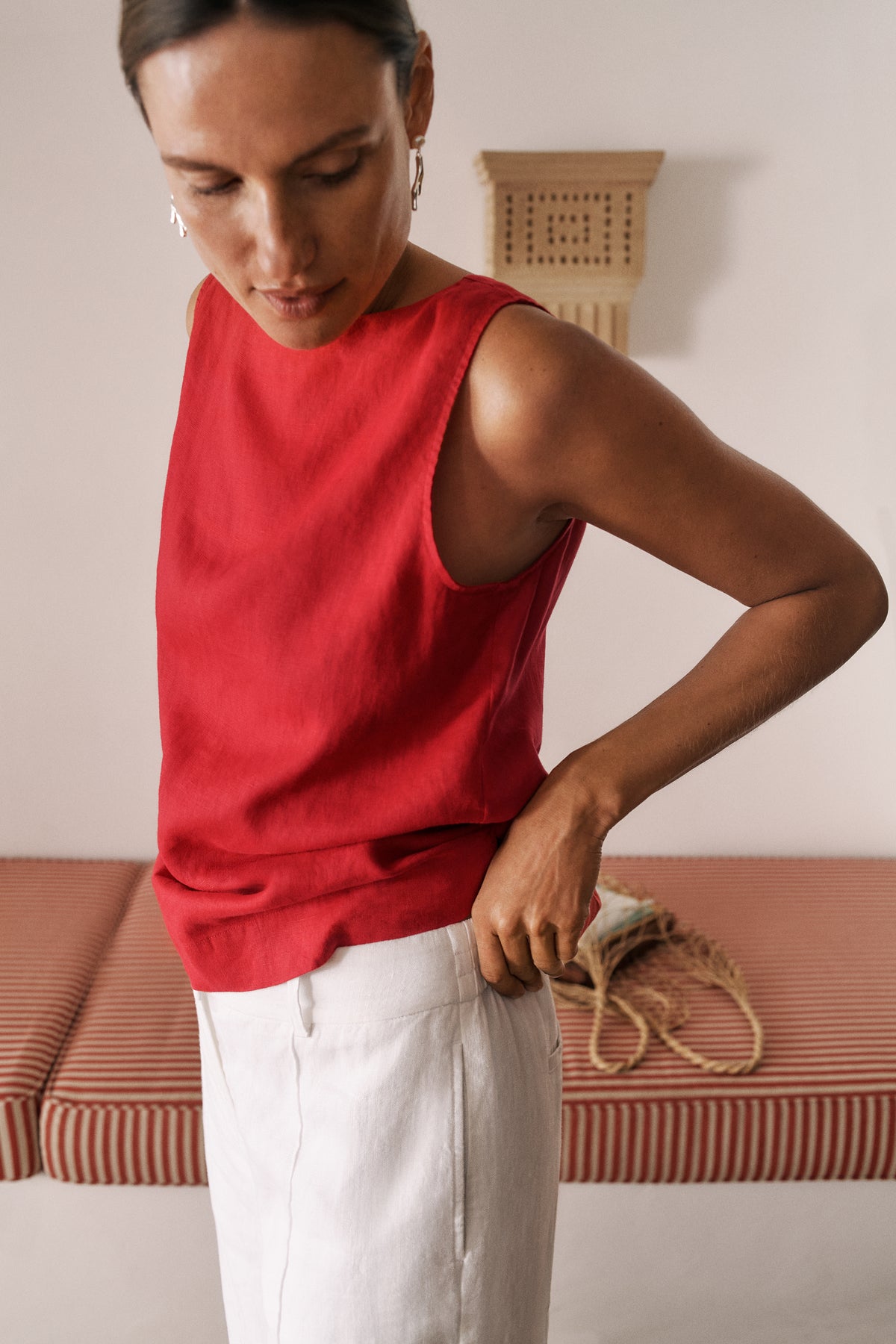 Linen Boatneck Tank