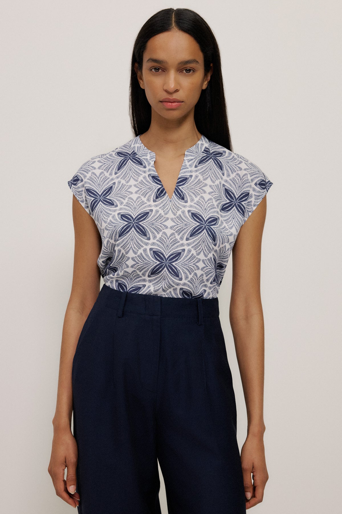 Mosaic Relaxed V Neck Top