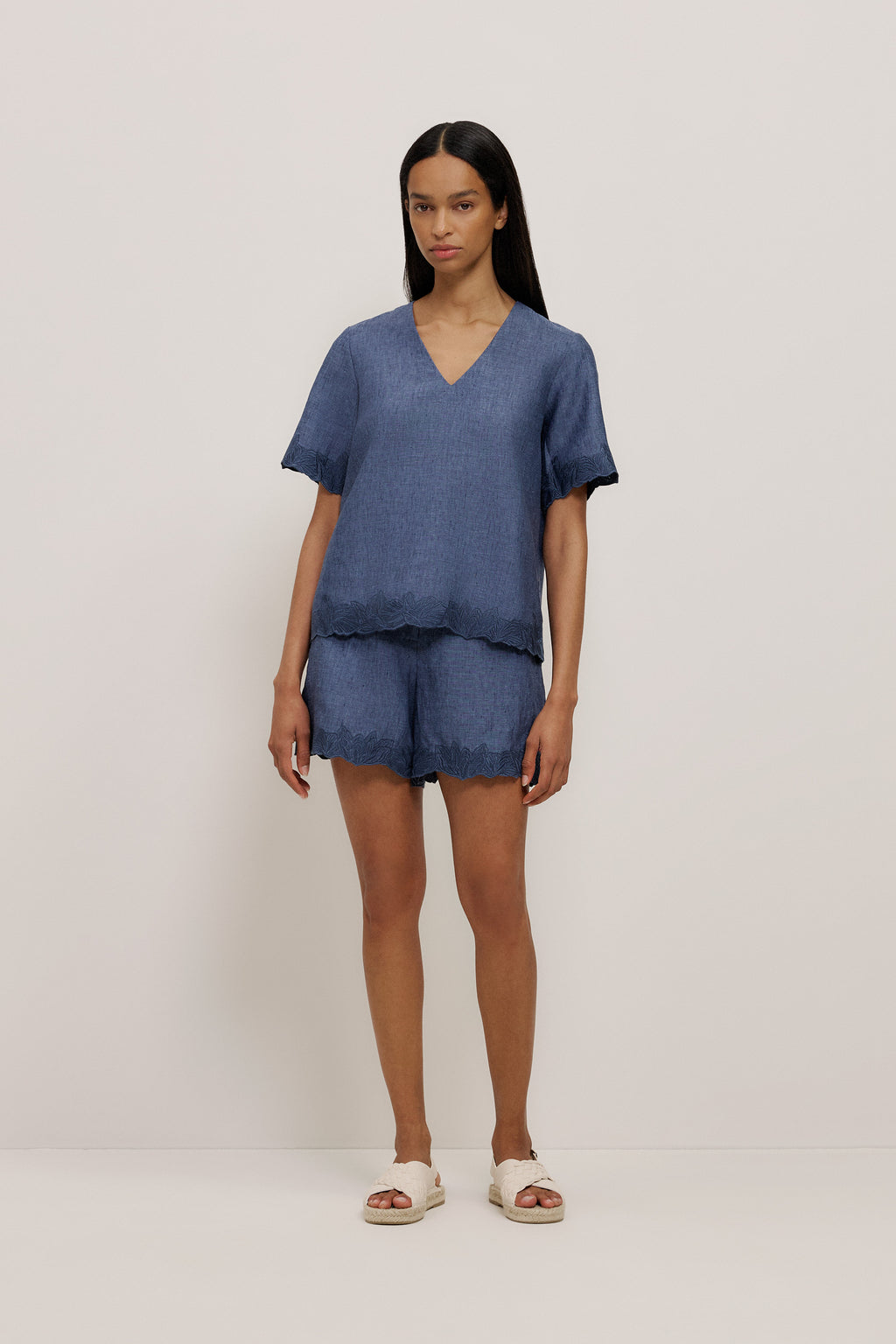 Linen Embroidered Detail Popover