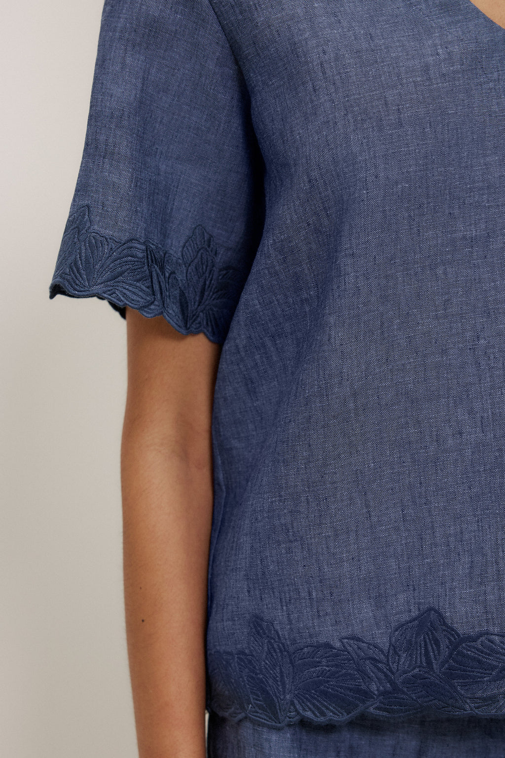 Linen Embroidered Detail Popover