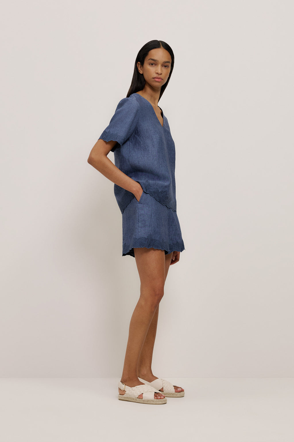 Linen Embroidered Detail Popover