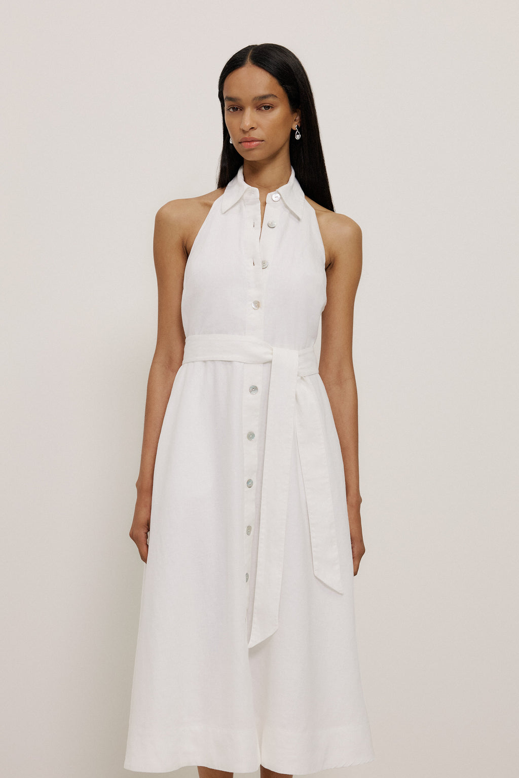 Linen Halter Shirt Dress