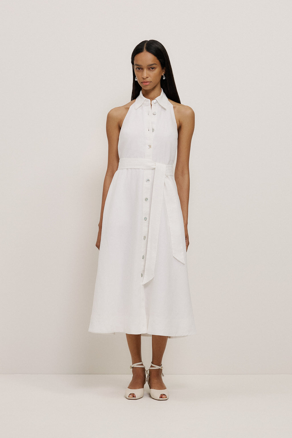 Linen Halter Shirt Dress