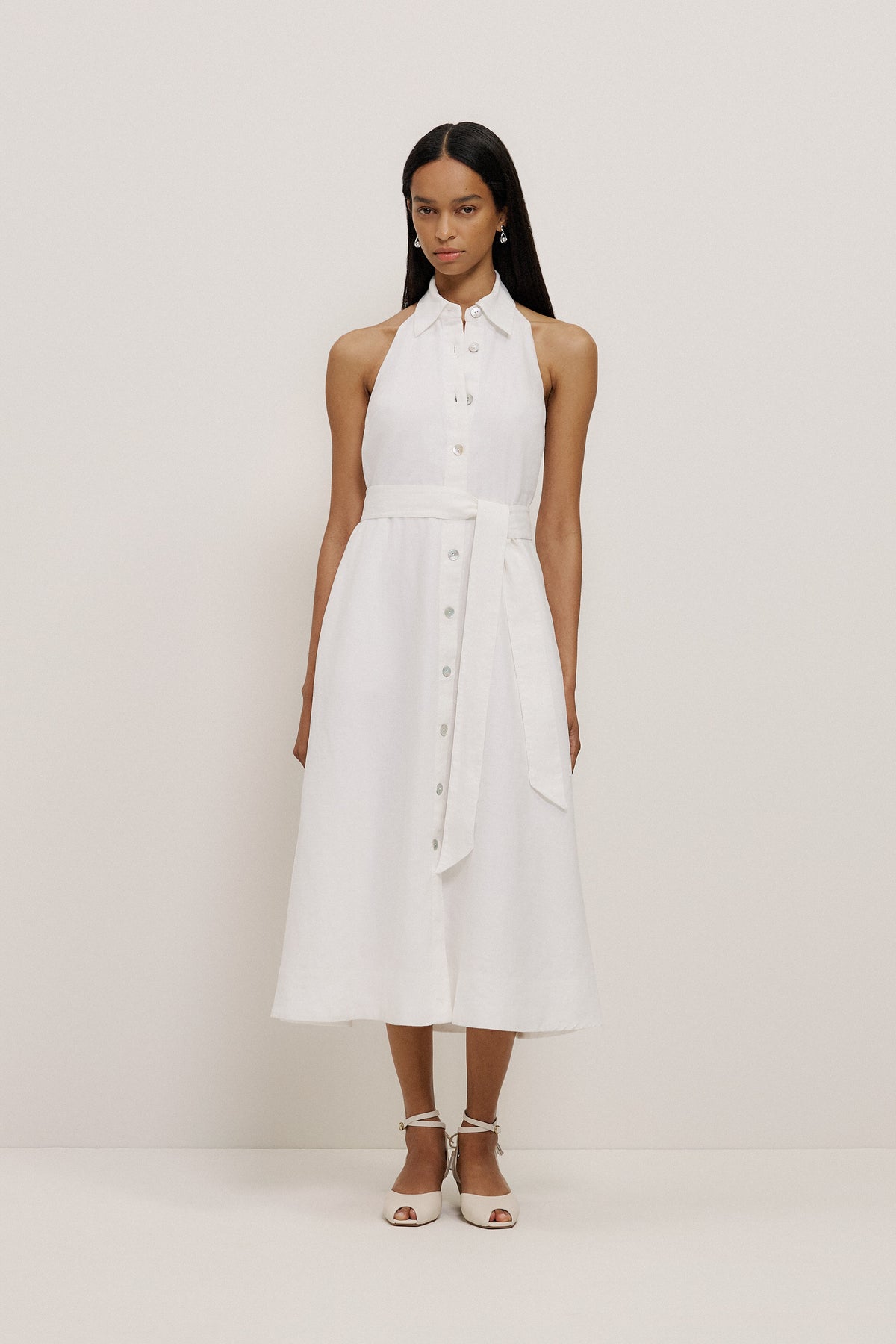 Linen Halter Shirt Dress