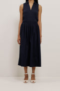 Cotton Poplin Pleated Skirt