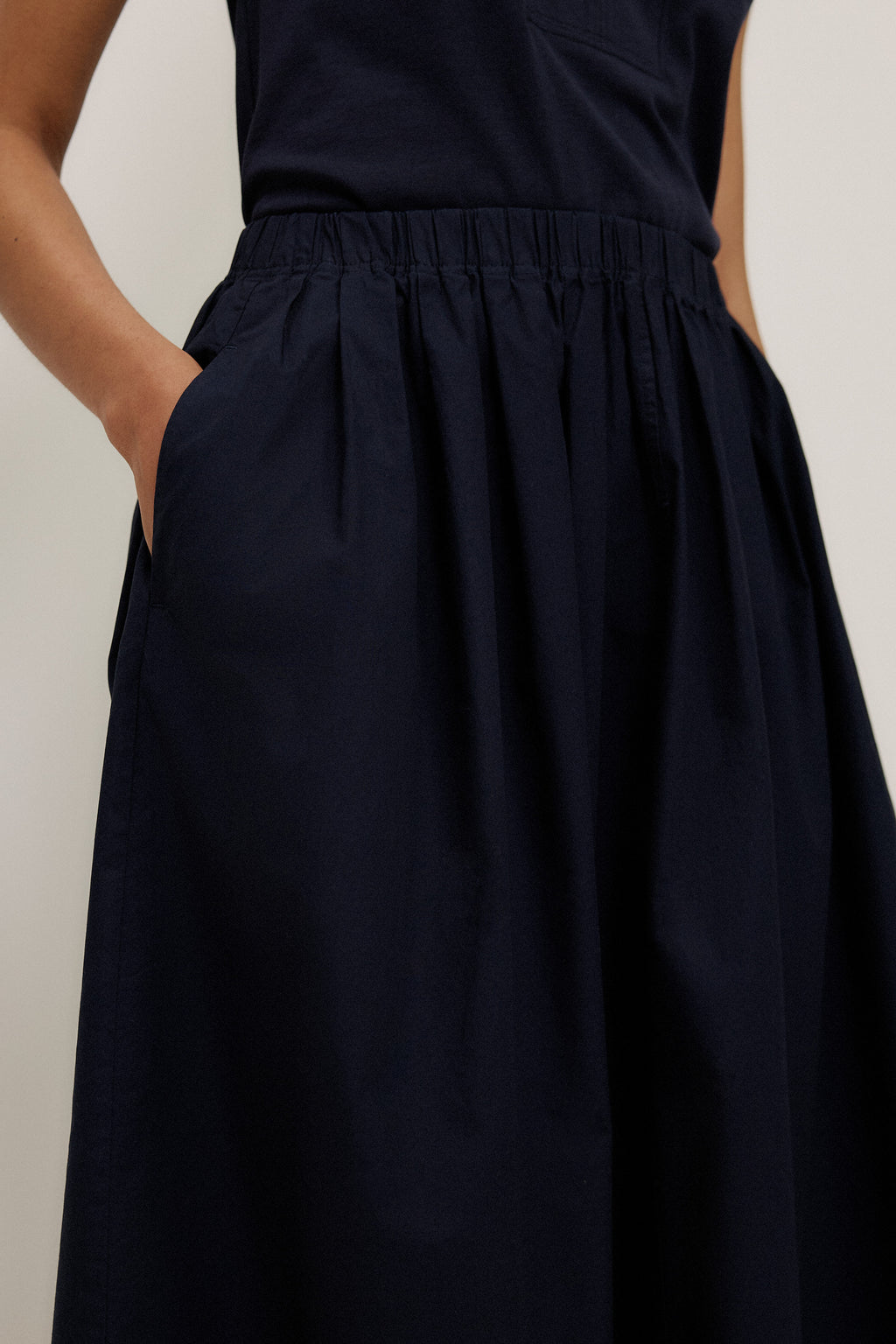 Cotton Poplin Pleated Skirt