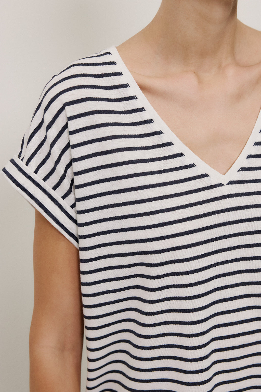 Linen Cotton V Neck T-shirt