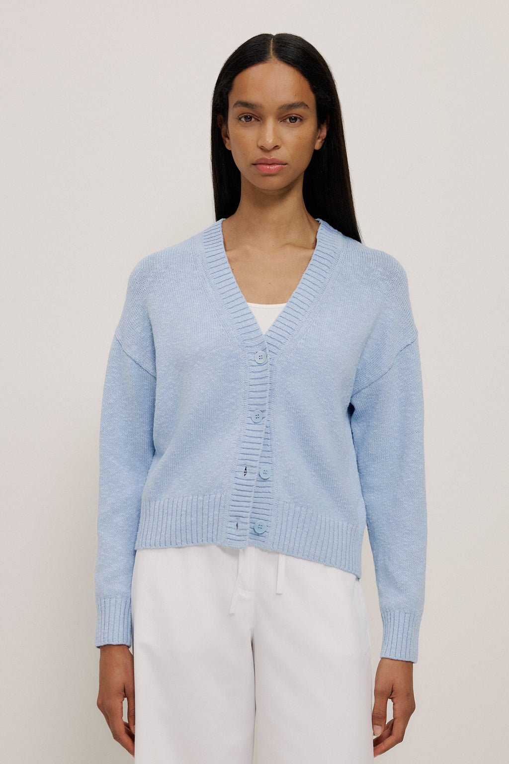 Cotton Linen Slub Relaxed Cardigan