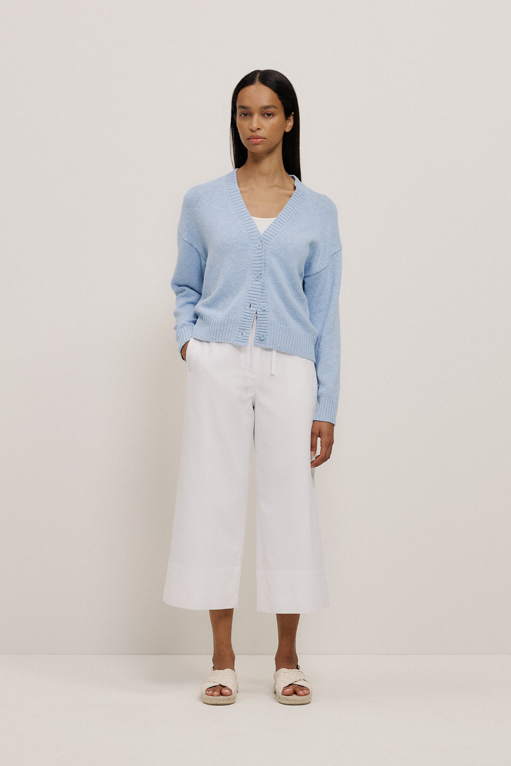 Cotton Linen Slub Relaxed Cardigan