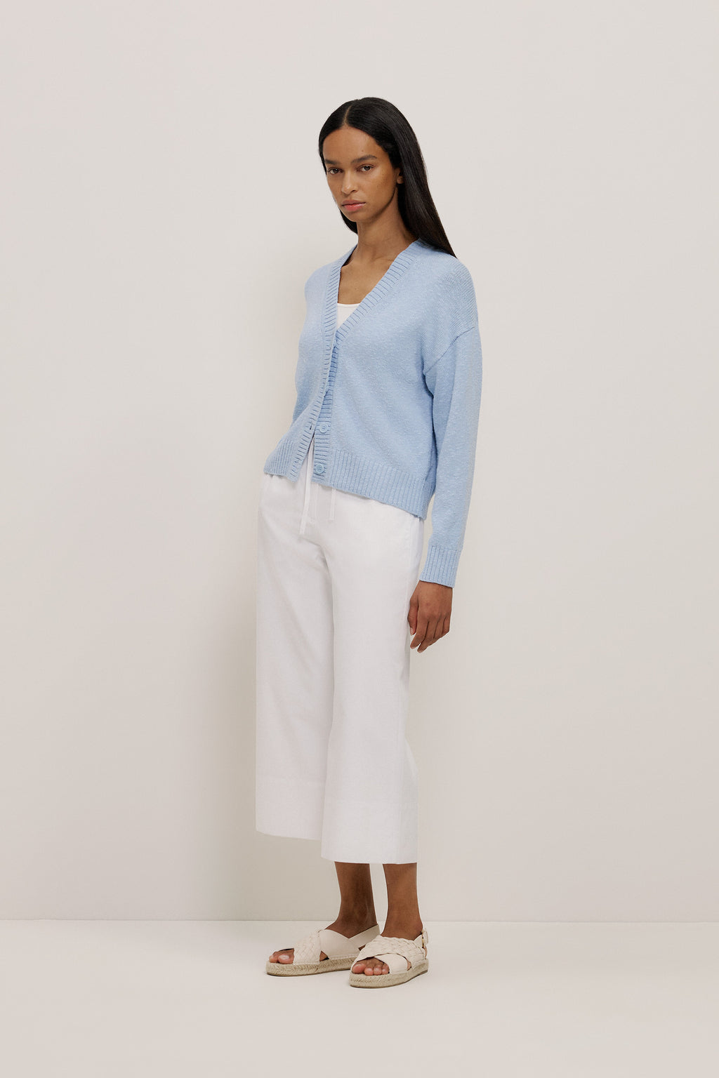 Cotton Linen Slub Relaxed Cardigan