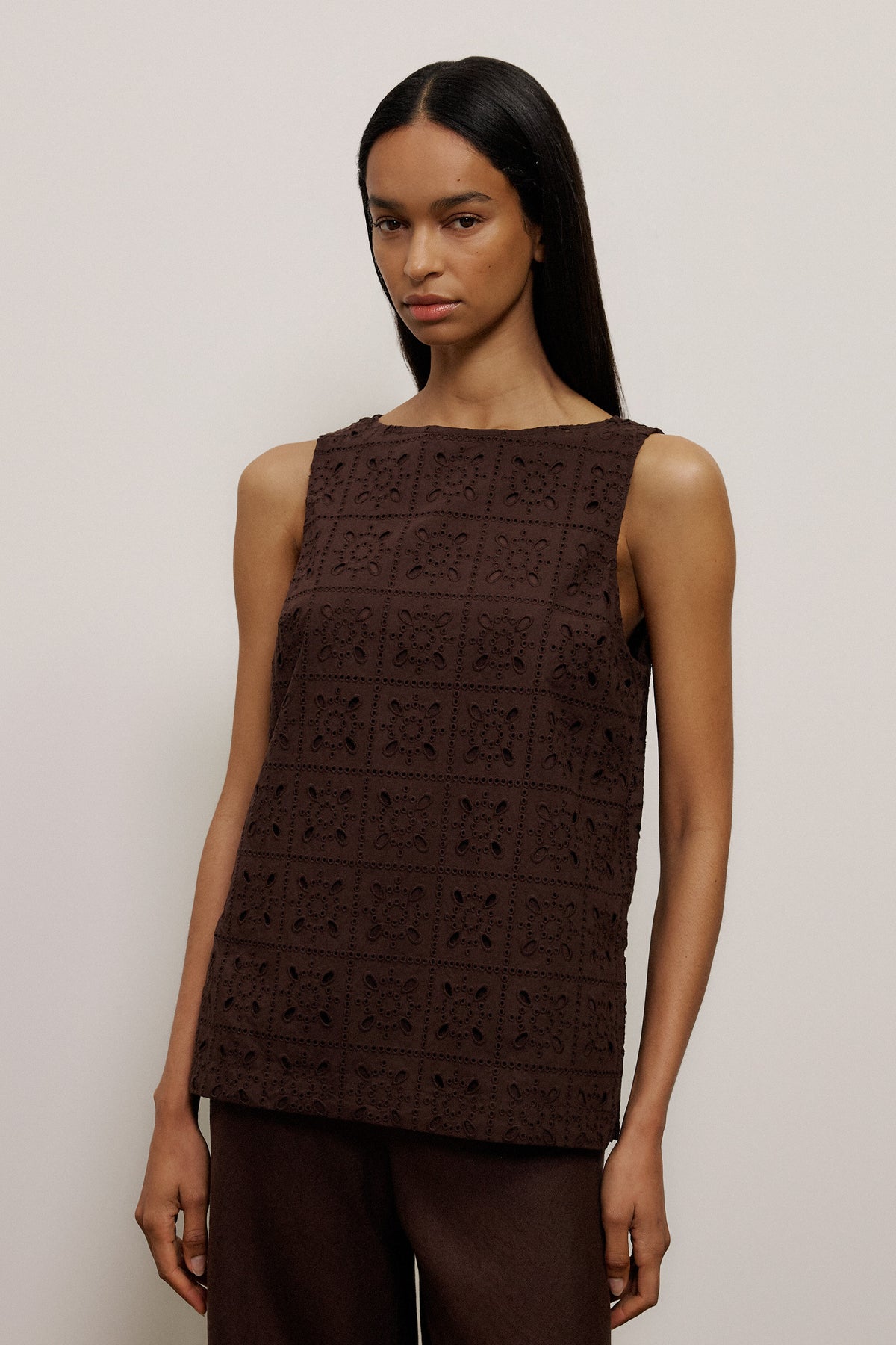 Cotton Geo Cutwork Tank