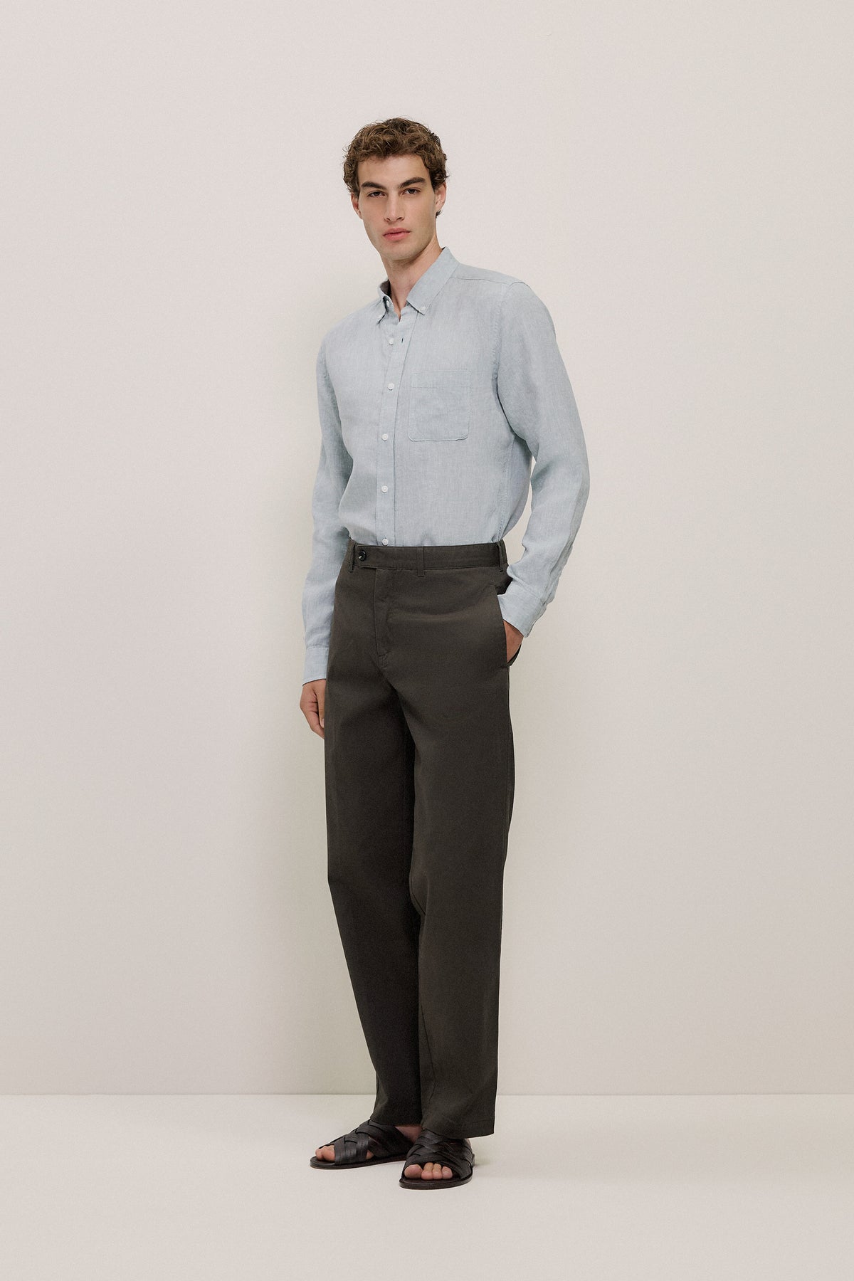 Regular Fit Yarn Dyed Linen Shirt